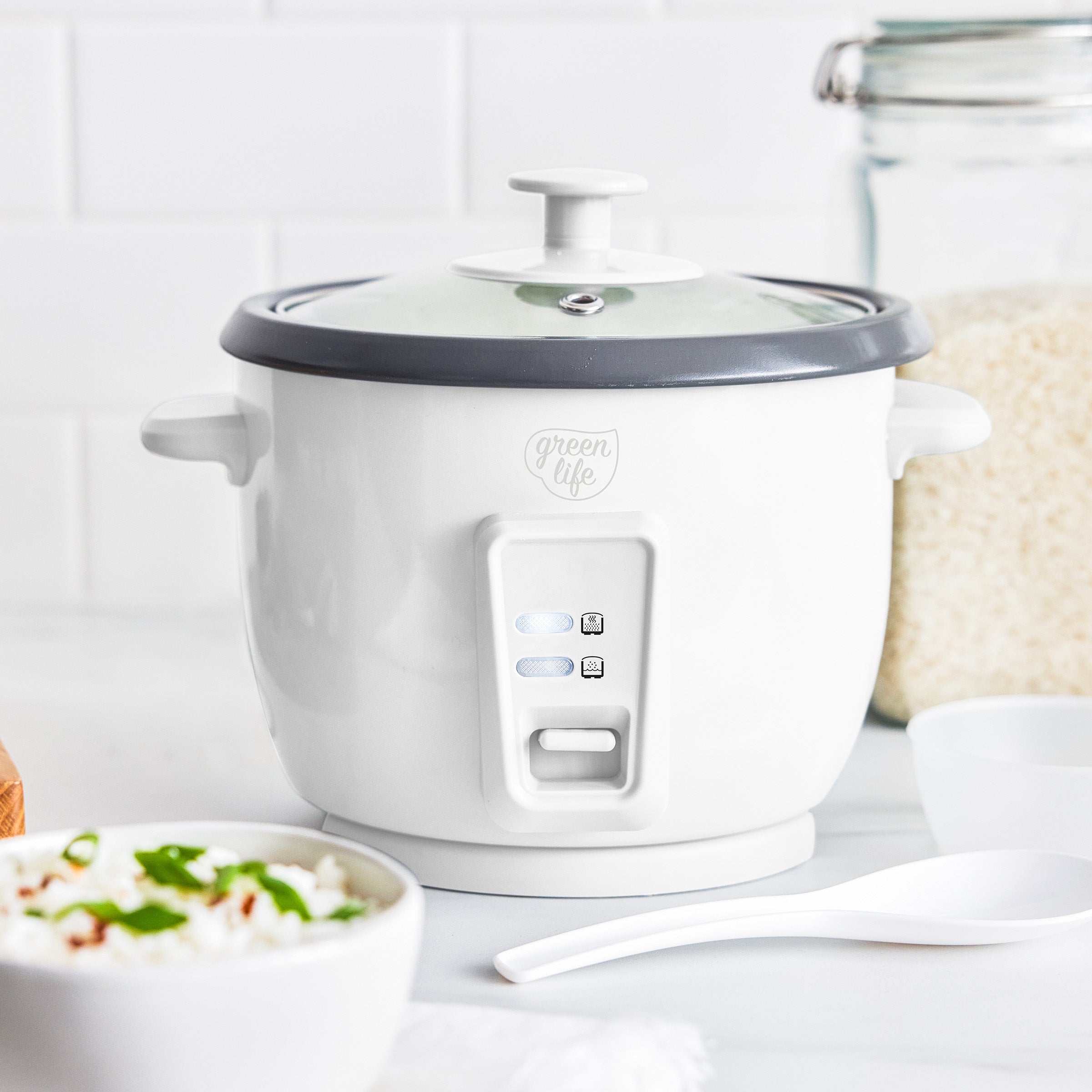 GreenLife 6-Cup Rice Cooker | White - Image 2