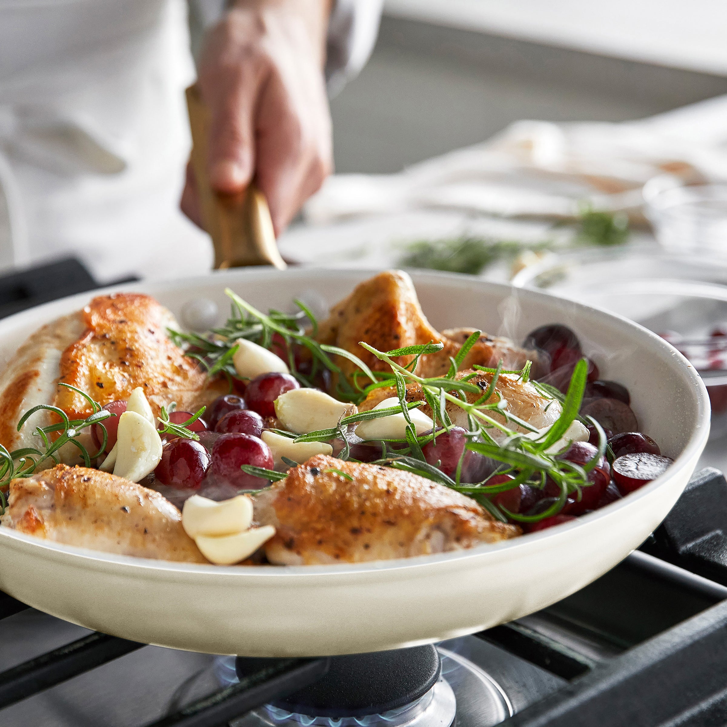Reserve Pro Ceramic Nonstick 8. 10 and 12 Frypan Set | Cream - Image 7