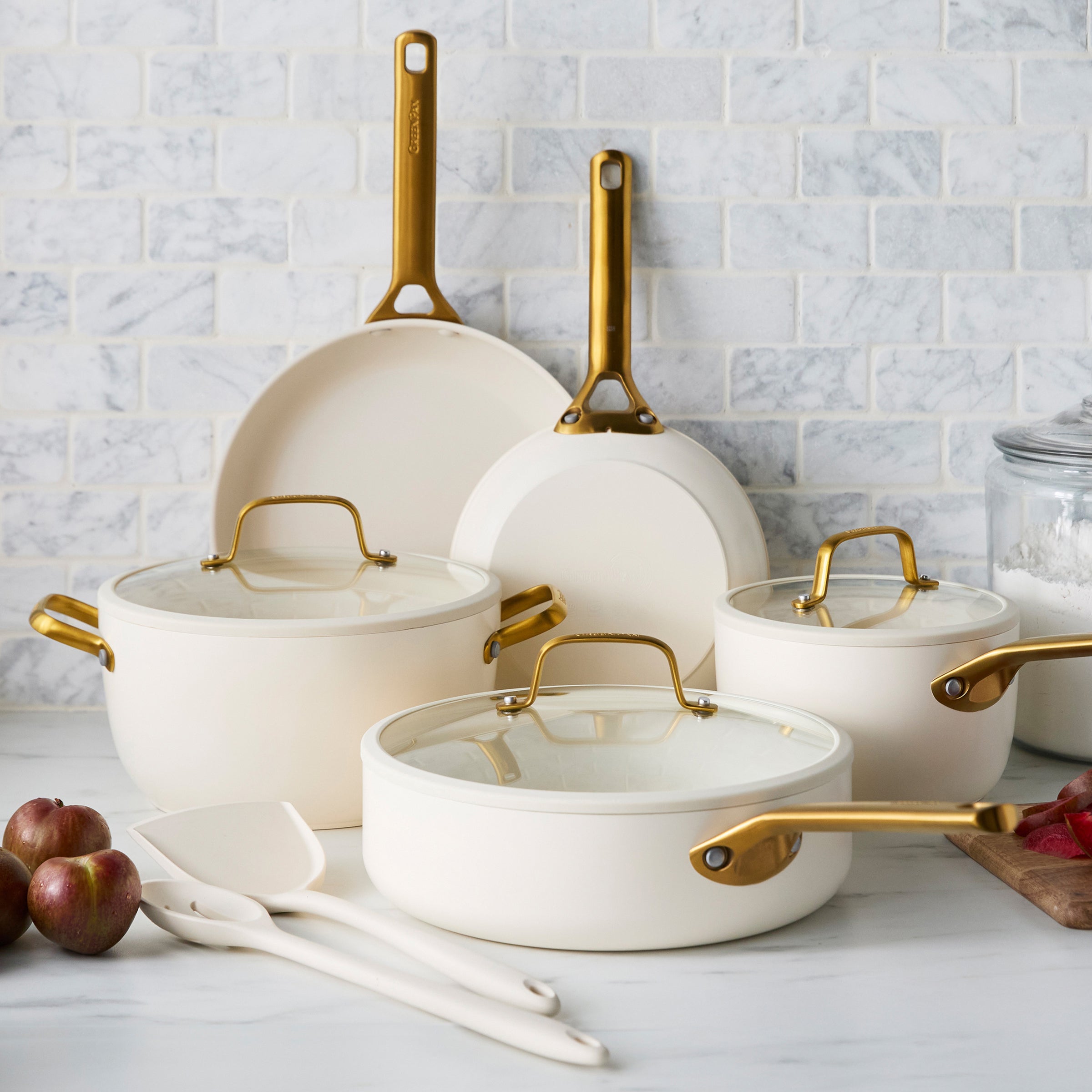 Reserve Pro Ceramic Nonstick 10-Piece Cookware Set | Cream - Image 2