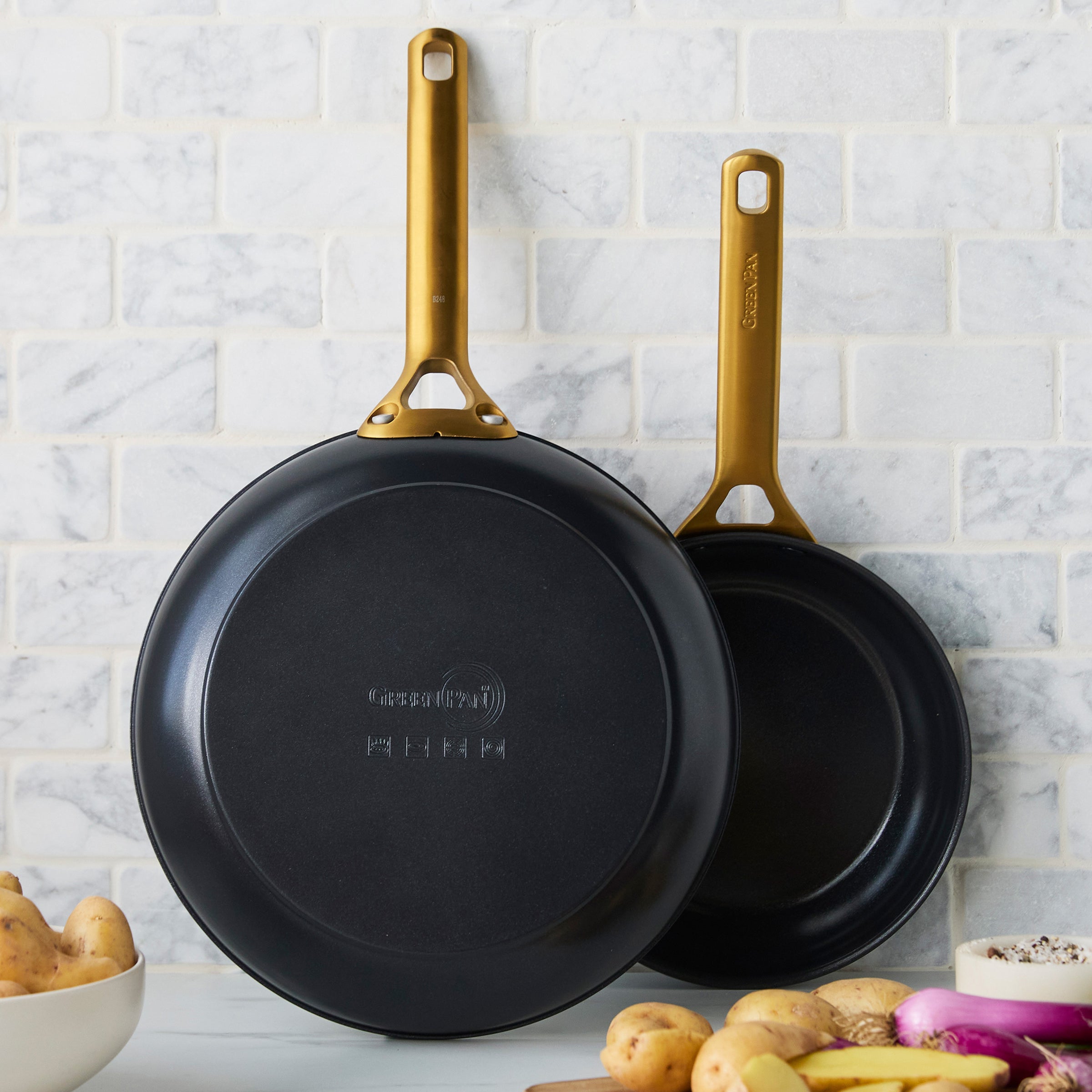 Reserve Pro Ceramic Nonstick 10 and 12 Frypan Set | Black - Image 2