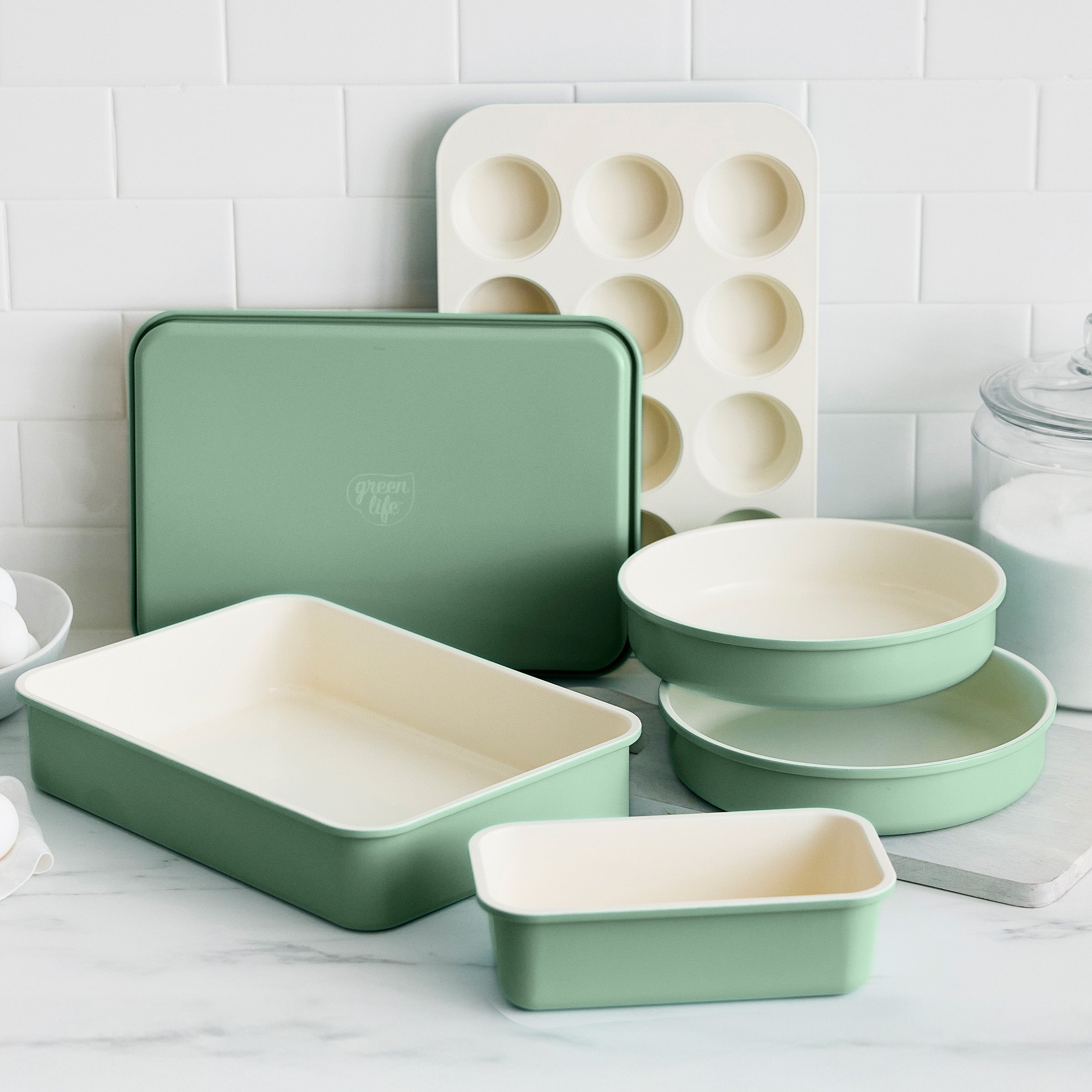 GreenLife Ceramic Nonstick 6-Piece Bakeware Set | Sage Green - Image 2