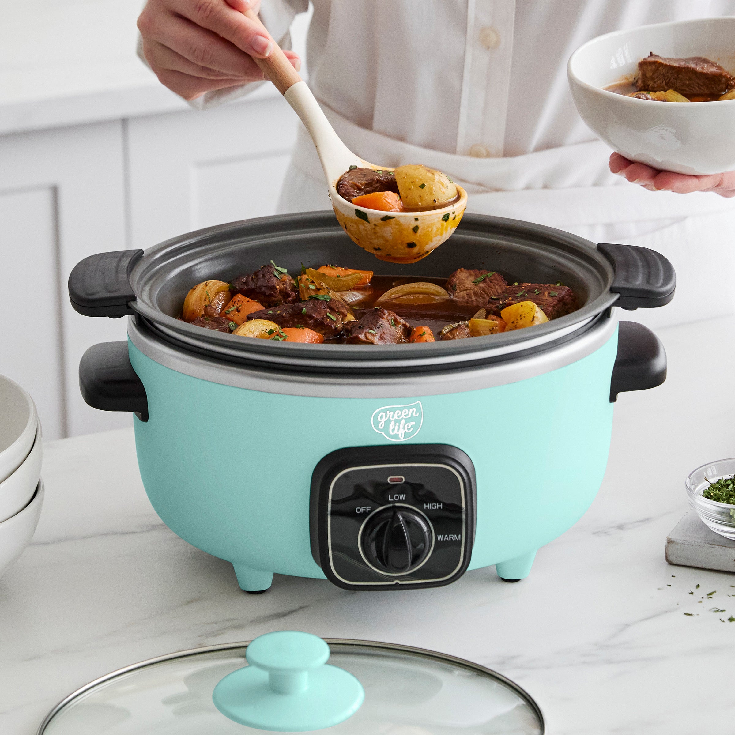 GreenLife Healthy 3.5-Quart Slow Cooker | Turquoise - Image 3