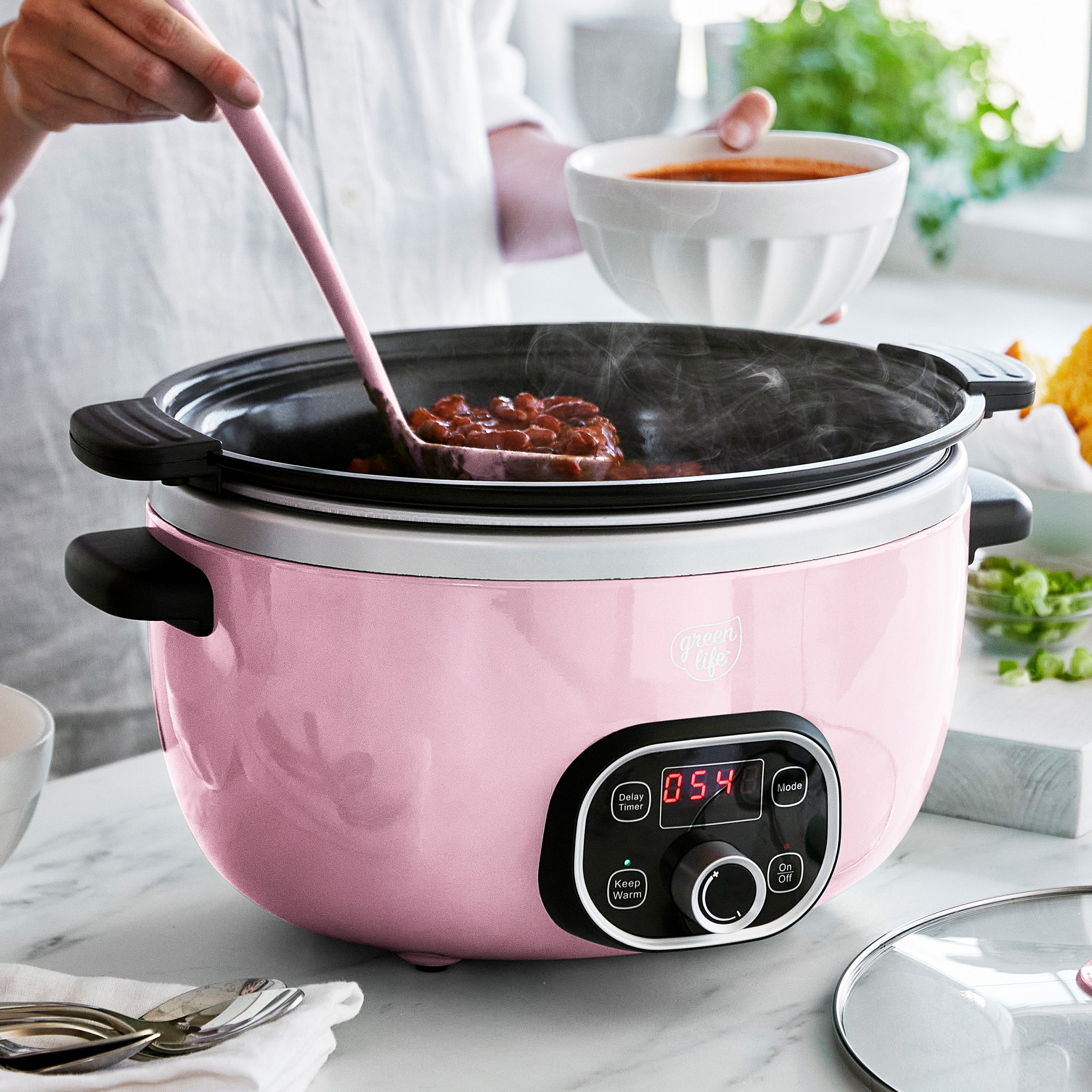 GreenLife Healthy 8-Quart Slow Cooker | Pink - Image 3