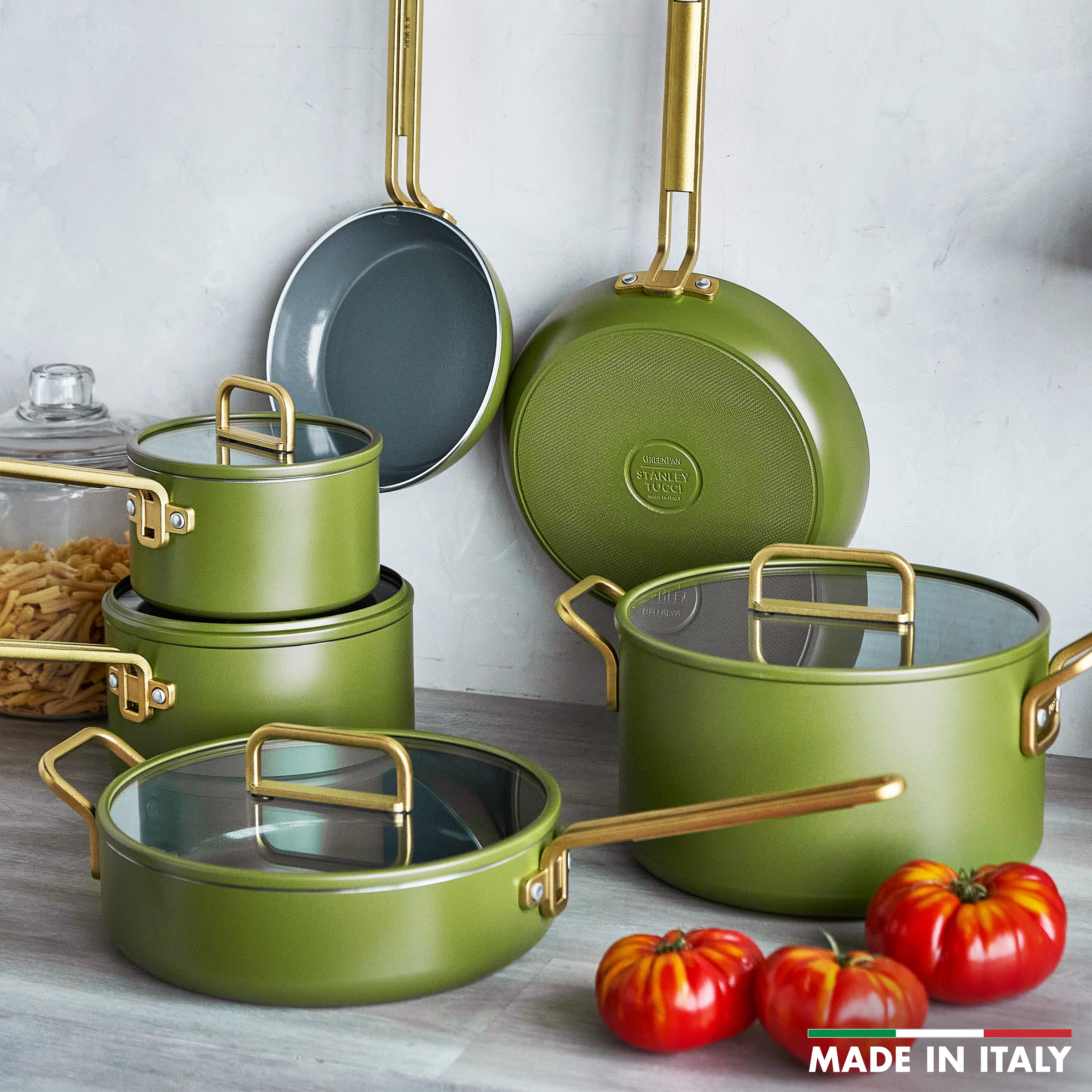 Stanley Tucci™ Ceramic Nonstick 11-Piece Cookware Set | Tuscan Olive - Image 3