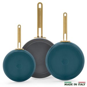 Stanley Tucci™ Ceramic Nonstick 8. 10 and 12 Frypan Set | Venetian Teal