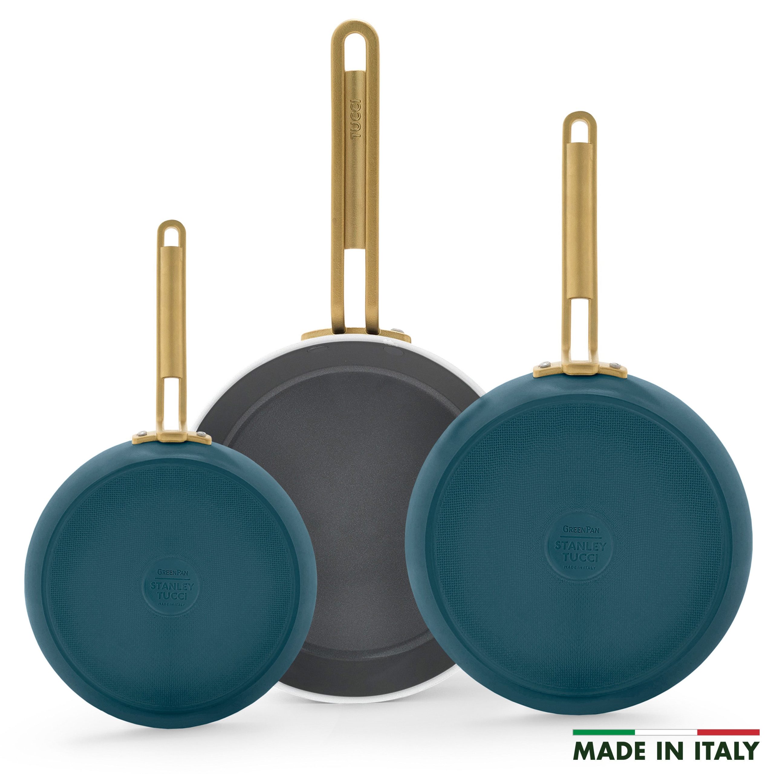 Stanley Tucci™ Ceramic Nonstick 8. 10 and 12 Frypan Set | Venetian Teal