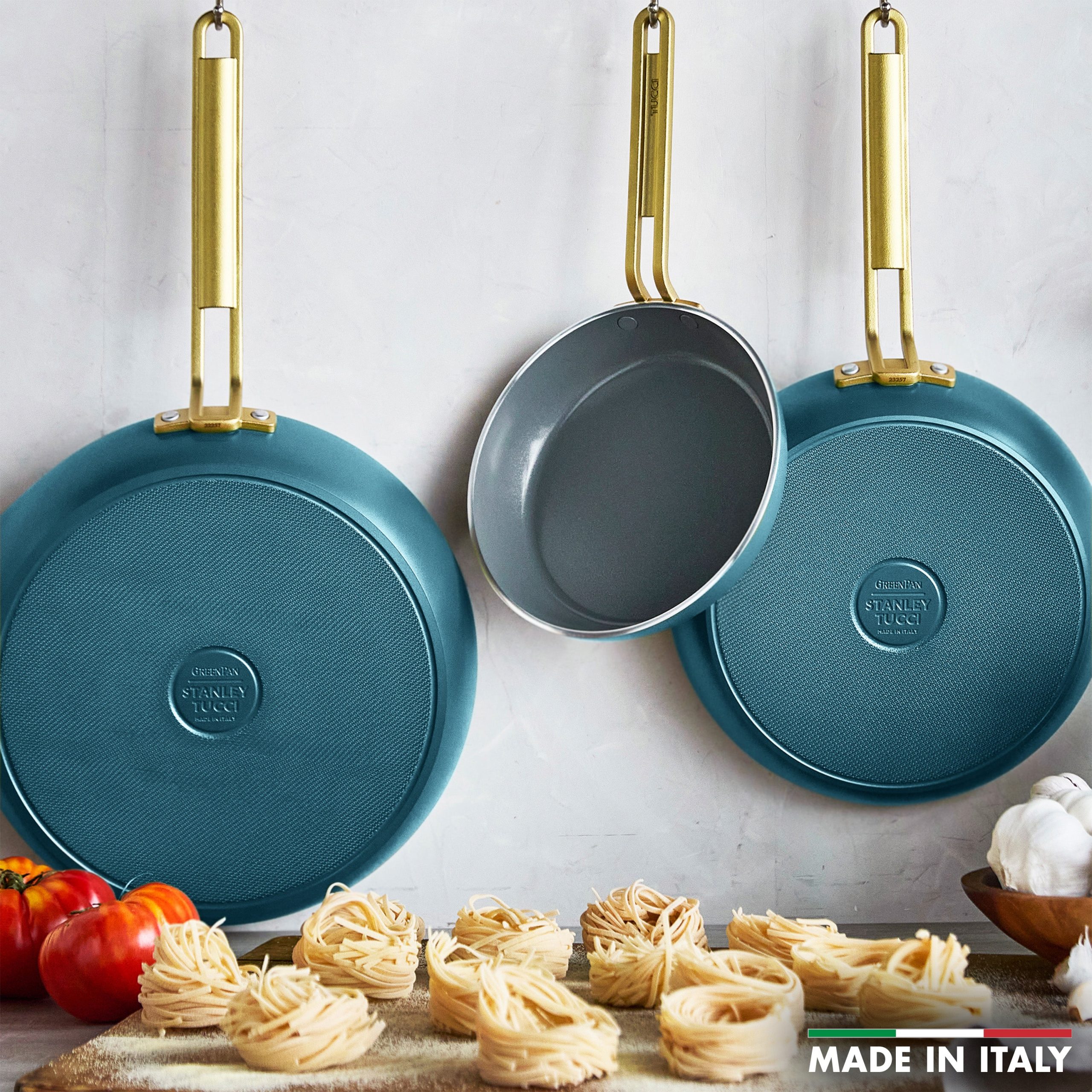 Stanley Tucci™ Ceramic Nonstick 8. 10 and 12 Frypan Set | Venetian Teal - Image 3