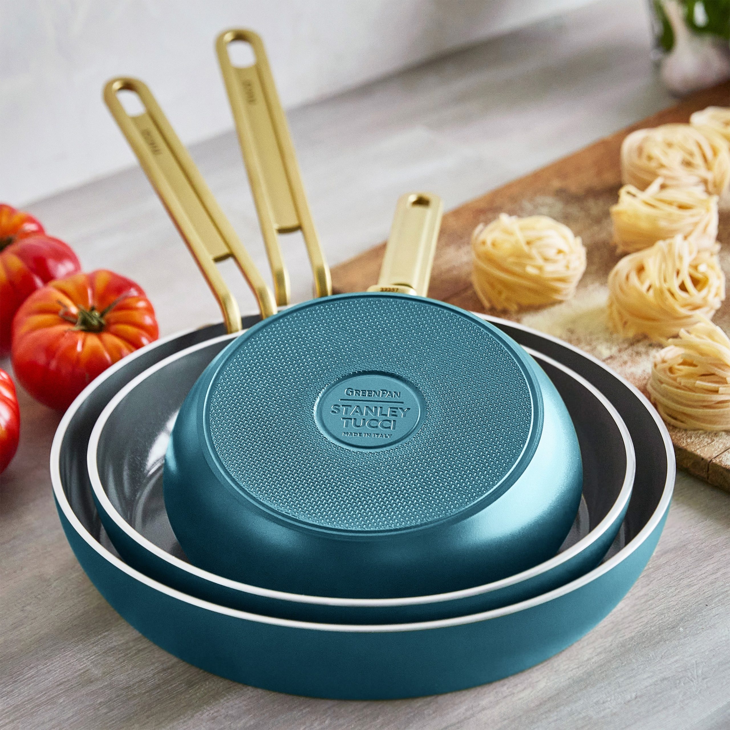 Stanley Tucci™ Ceramic Nonstick 8. 10 and 12 Frypan Set | Venetian Teal - Image 5