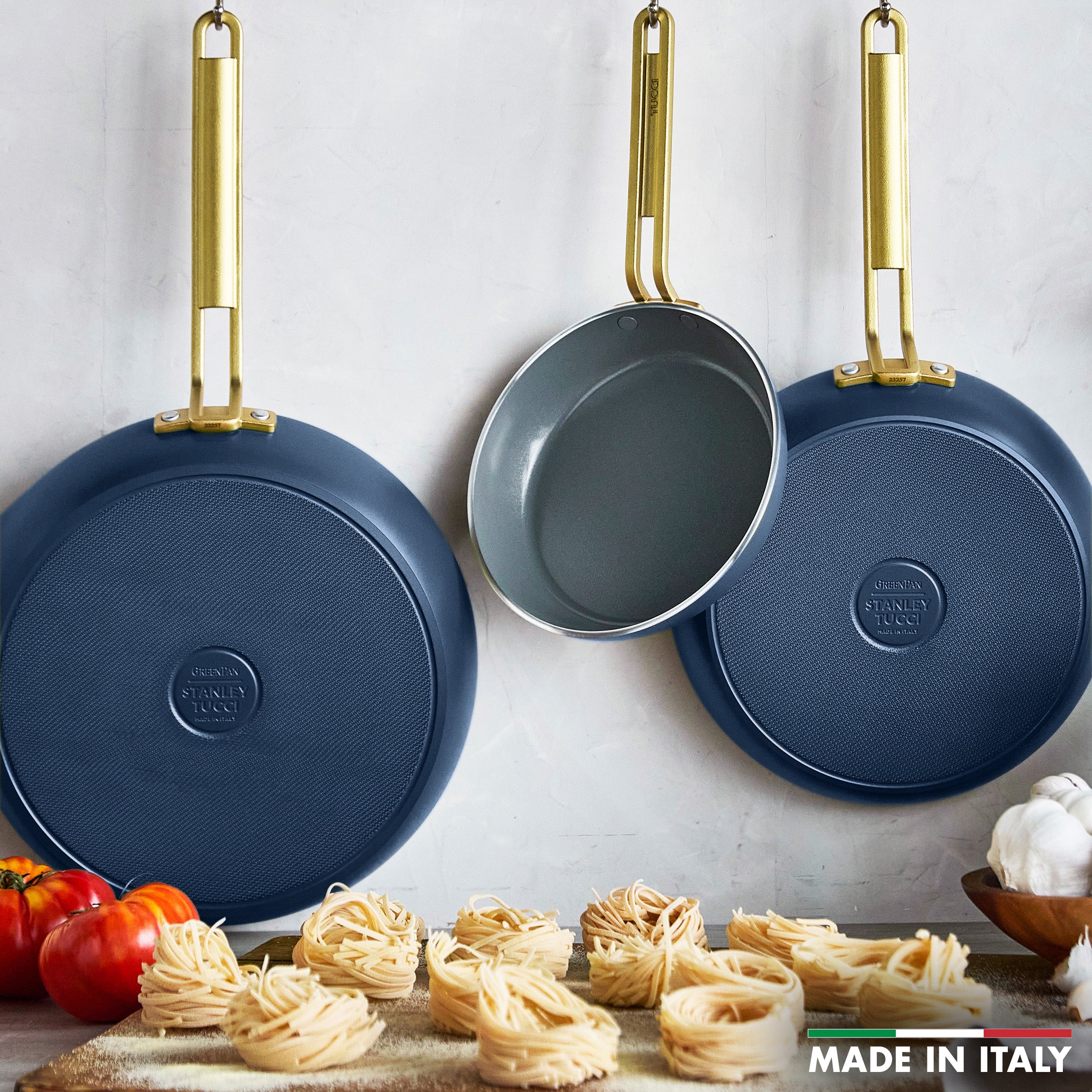 Stanley Tucci™ Ceramic Nonstick 8. 10 and 12 Frypan Set | Marino Blue - Image 3