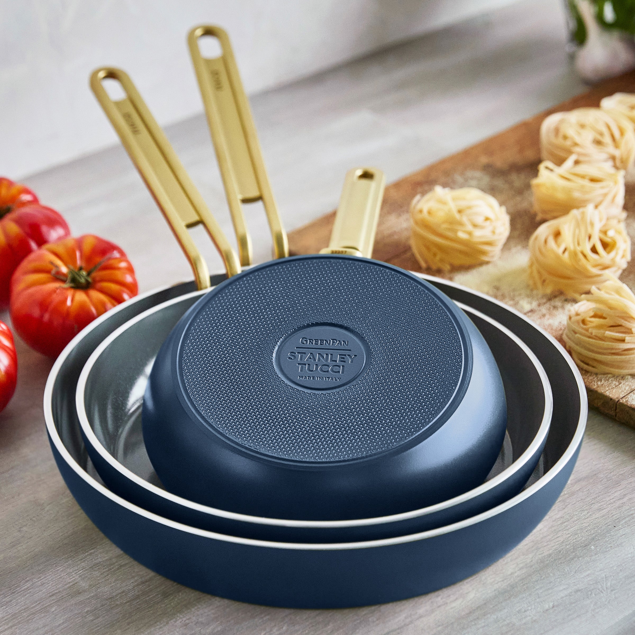 Stanley Tucci™ Ceramic Nonstick 8. 10 and 12 Frypan Set | Marino Blue - Image 5