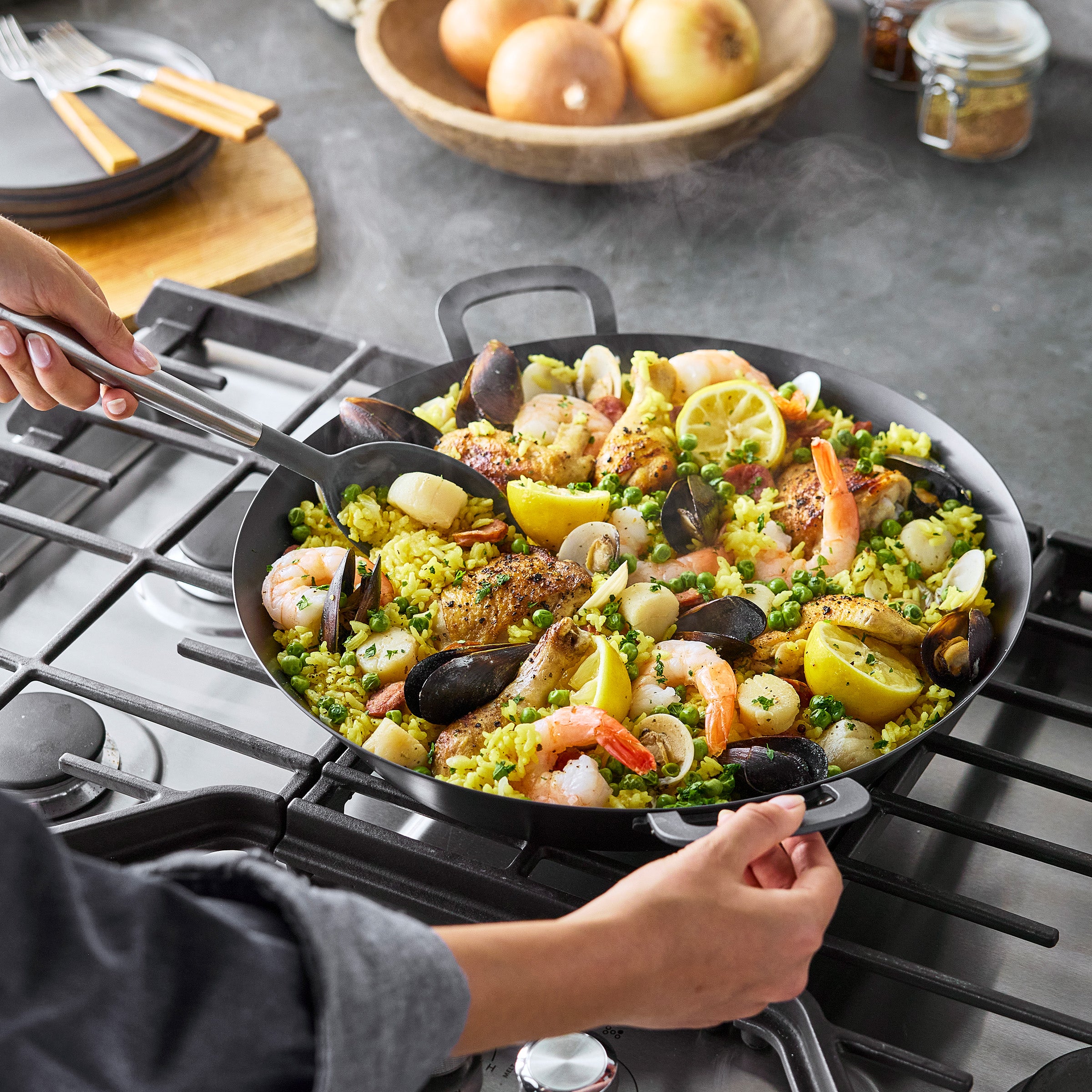 Bobby Flay by GreenPan 15 Carbon Steel Paella Pan - Image 8