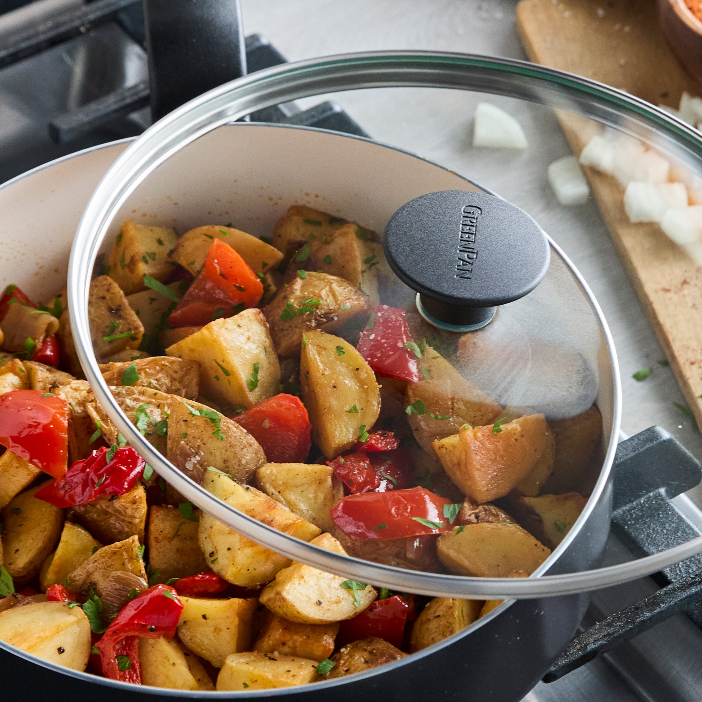 Rio Advanced Ceramic Nonstick 5-Quart Sauté Pan with Lid | Black - Image 6