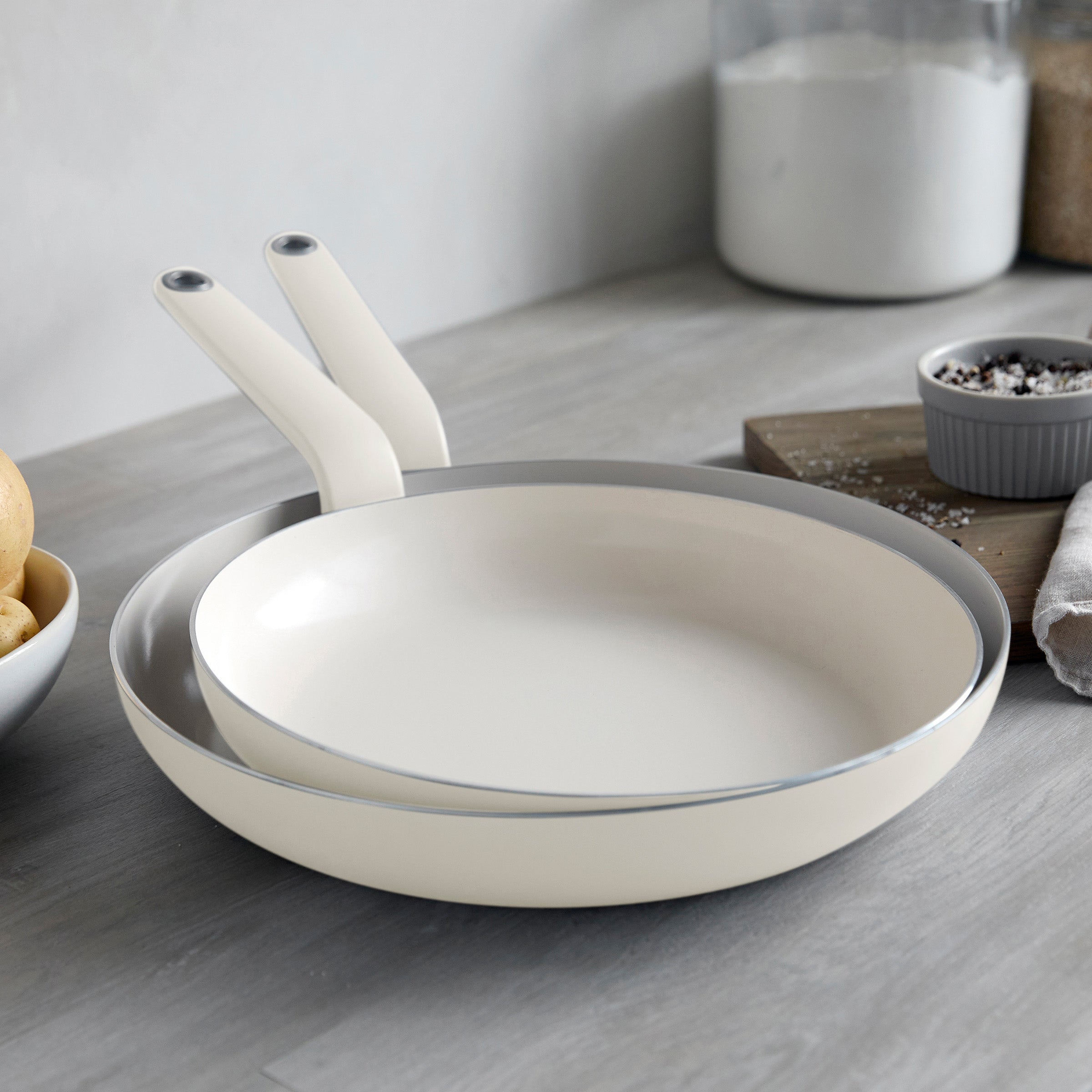 Rio Advanced Ceramic Nonstick 10 & 12 Frypan Set | Cream - Image 6