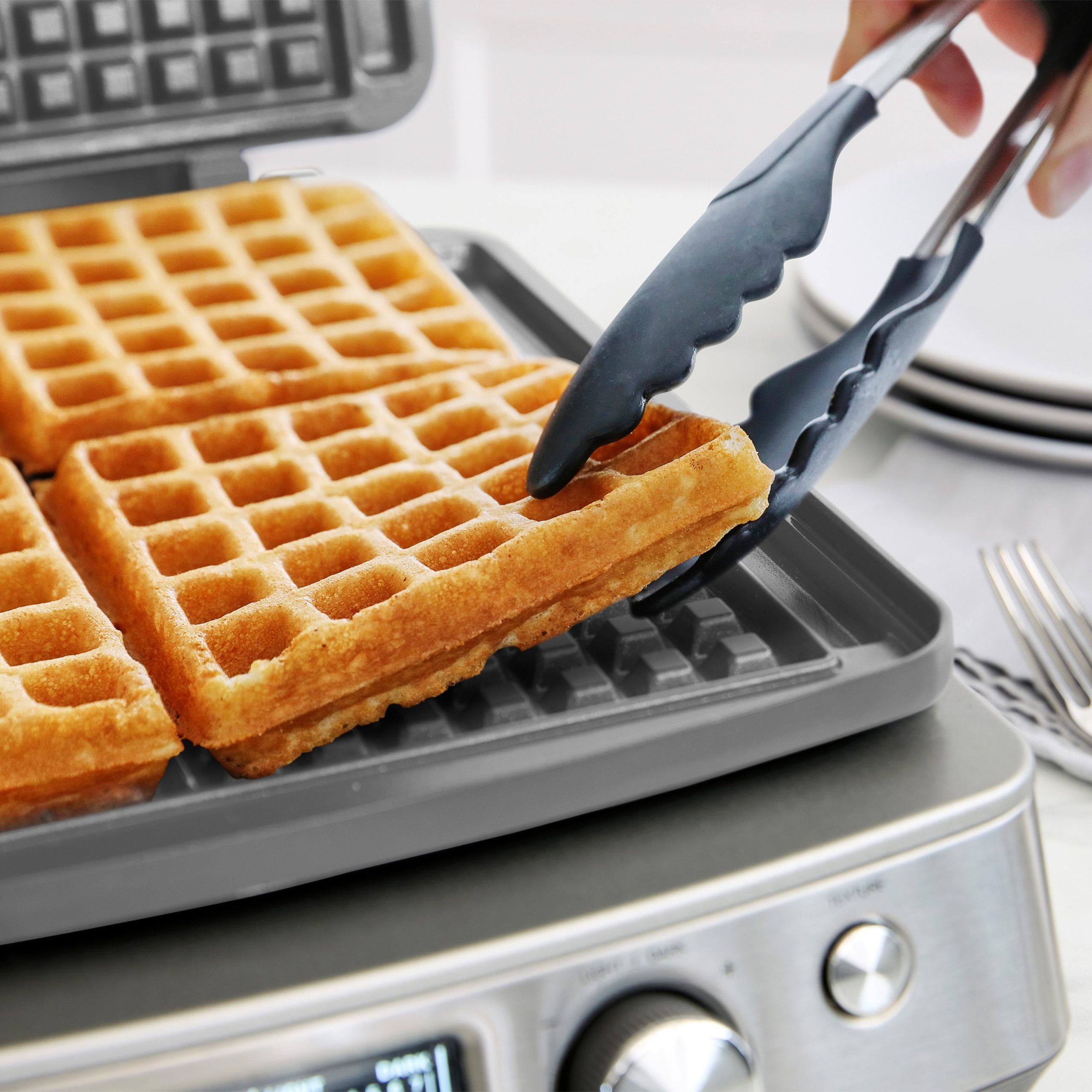 Elite Ceramic Nonstick 4-Square Waffle Maker | Premiere Stainless Steel - Image 3