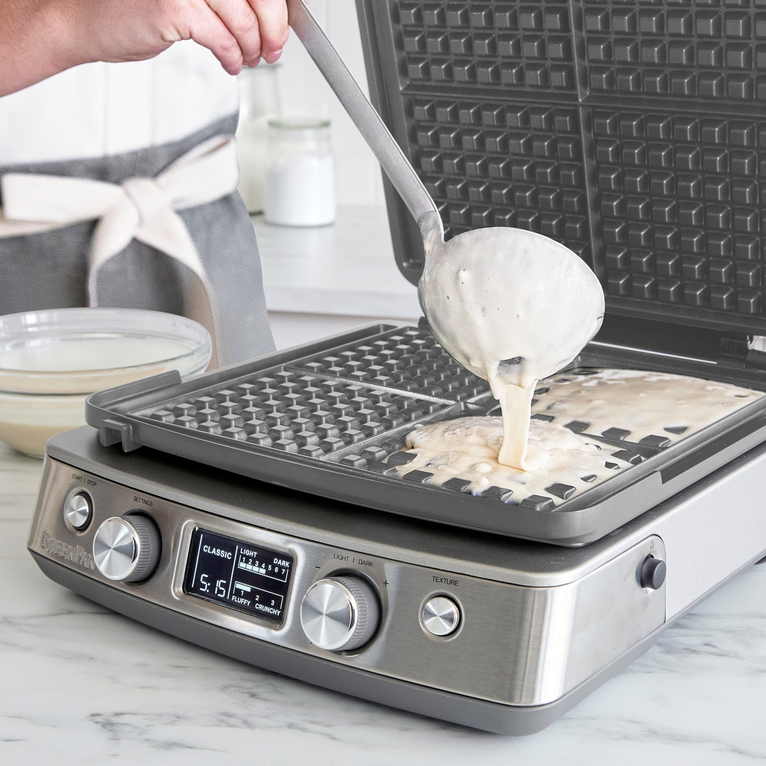 Elite Ceramic Nonstick 4-Square Waffle Maker | Premiere Stainless Steel - Image 5