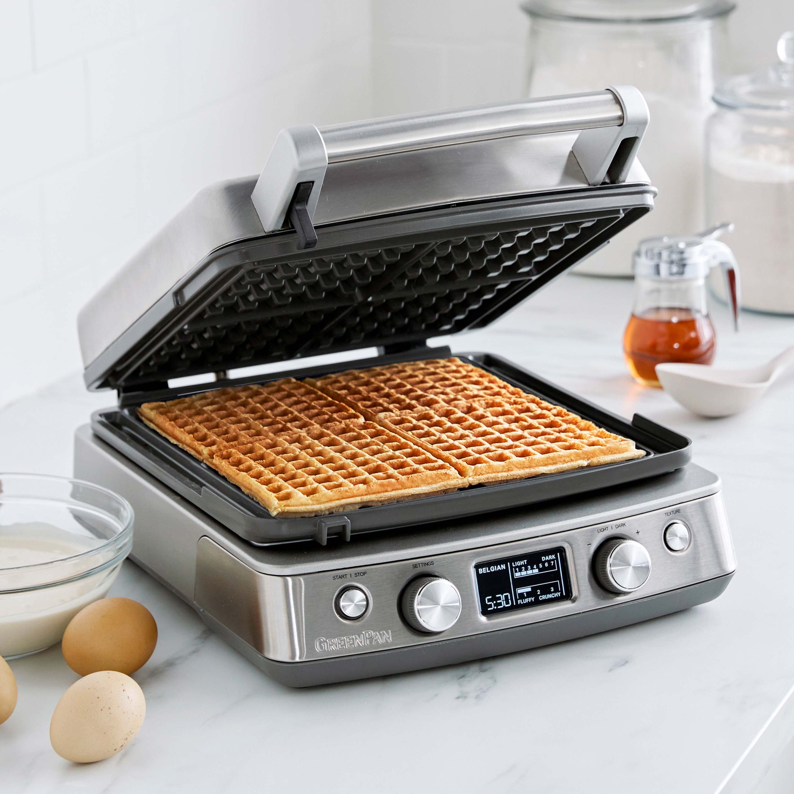 Elite Ceramic Nonstick 4-Square Waffle Maker | Premiere Stainless Steel - Image 7