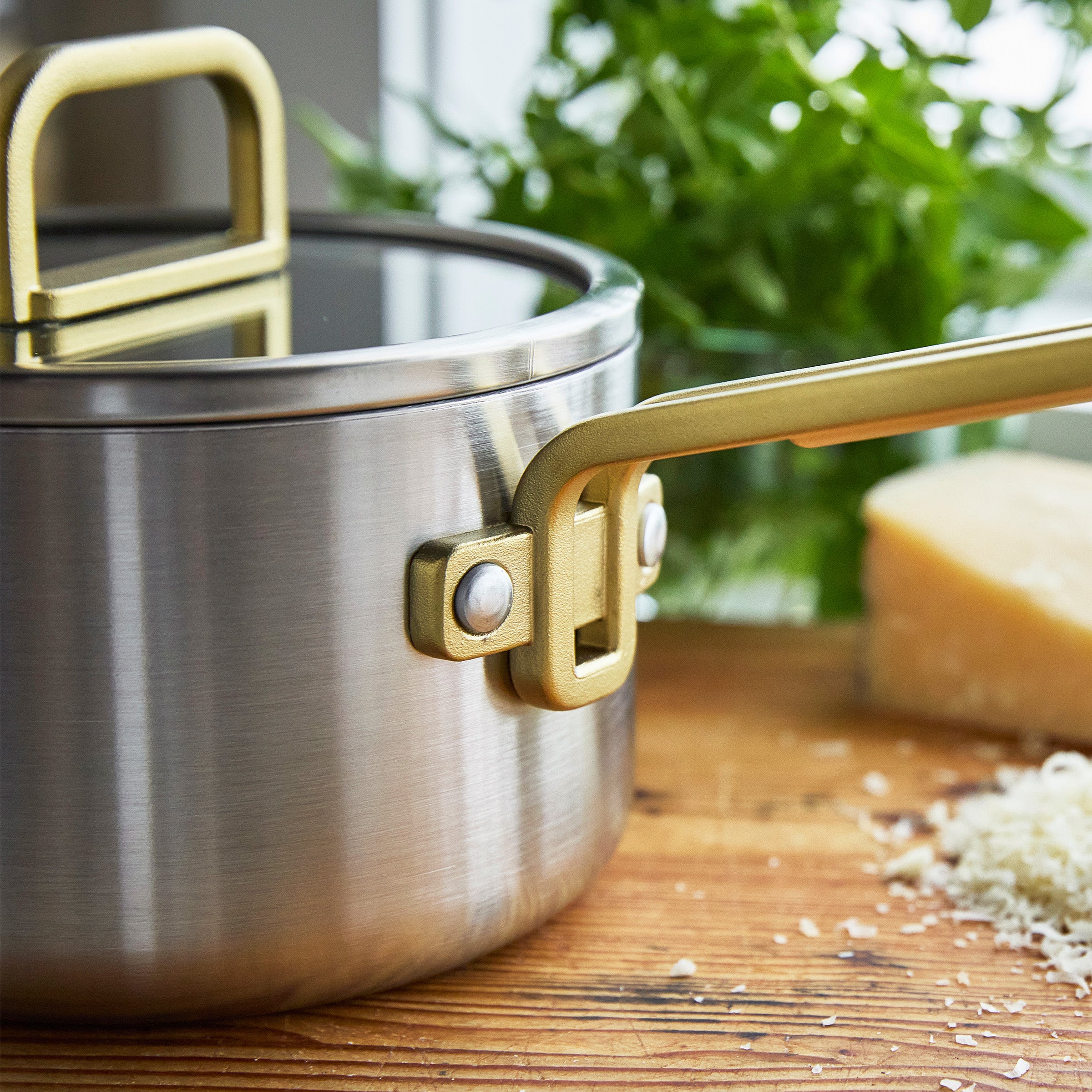 Stanley Tucci™ Stainless Steel Ceramic Nonstick 2-Quart Saucepan with Lid | Champagne Handles - Image 6