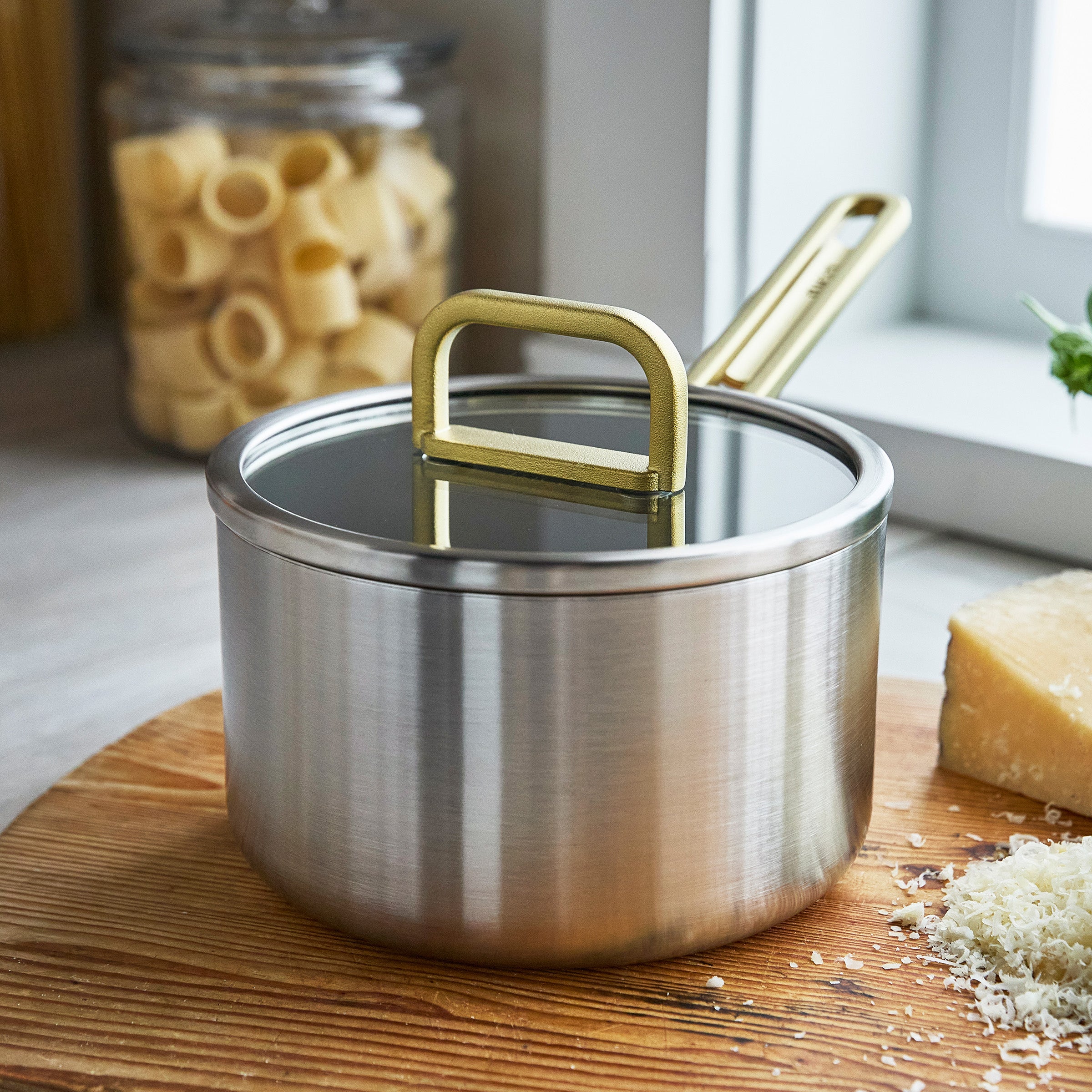 Stanley Tucci™ Stainless Steel Ceramic Nonstick 2-Quart Saucepan with Lid | Champagne Handles - Image 10