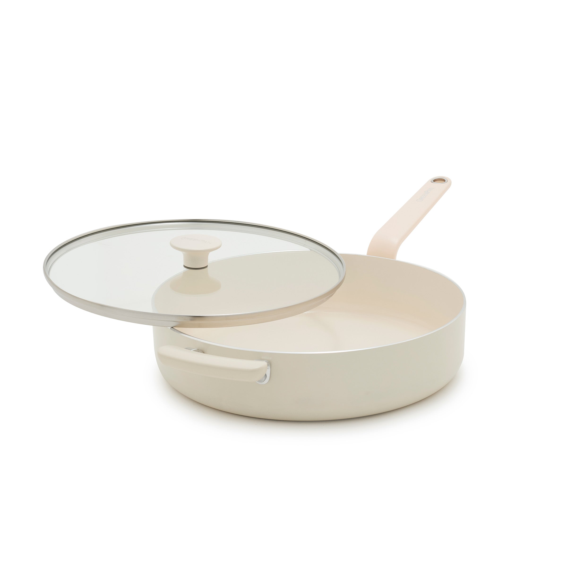 Rio Advanced Ceramic Nonstick 5-Quart Sauté Pan with Lid | Cream