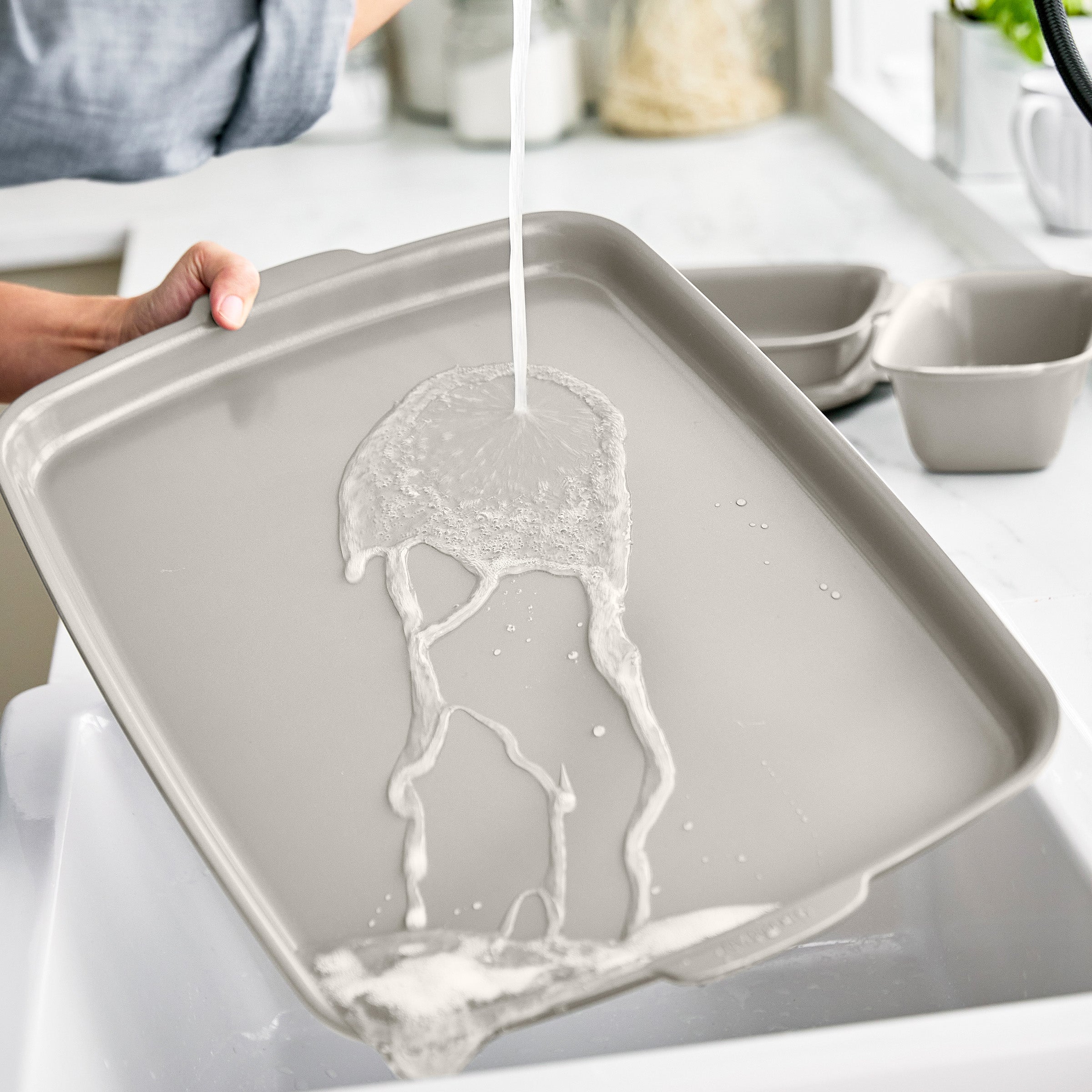 Premiere Ovenware Ceramic Nonstick 4-Piece Set | Taupe - Image 13