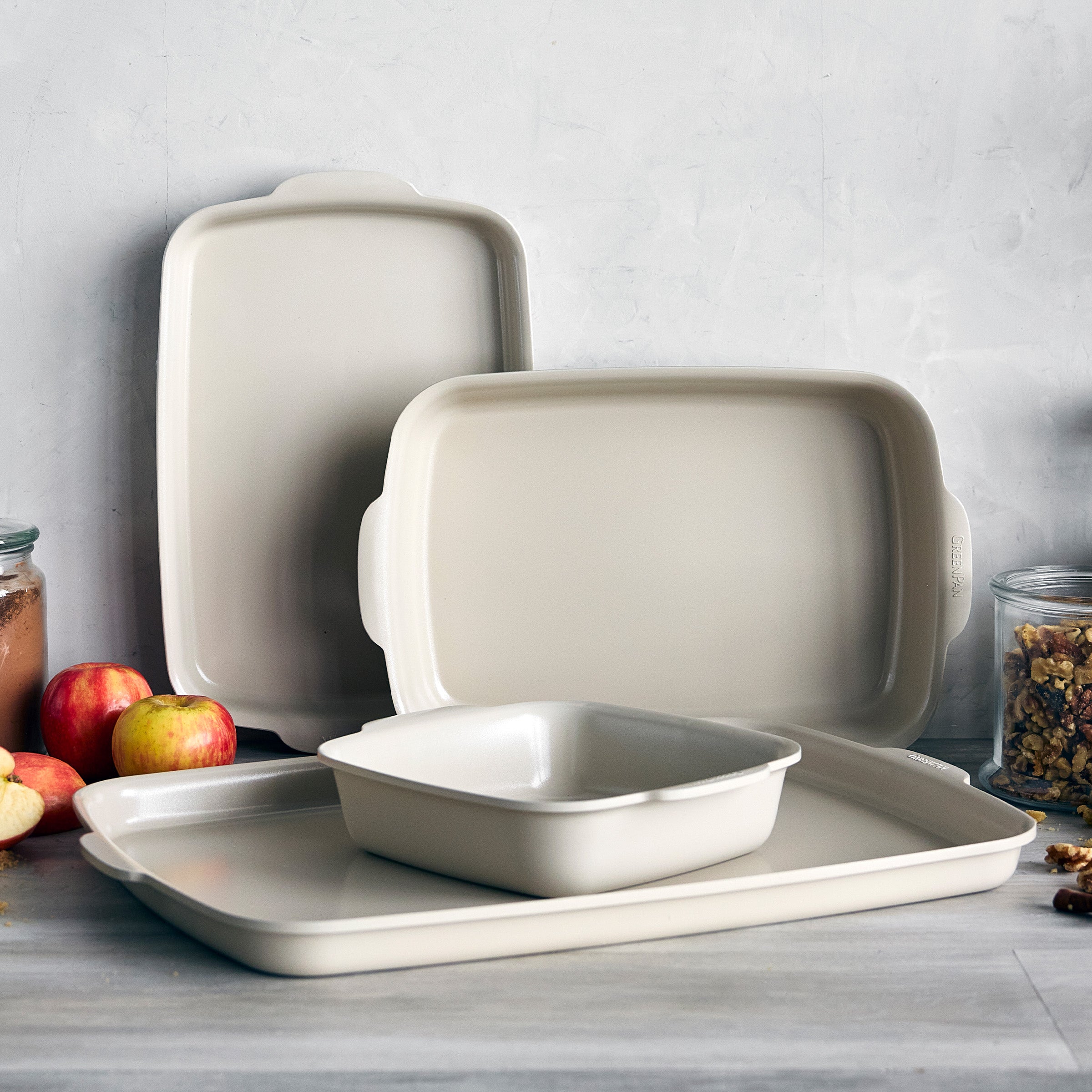 Premiere Ovenware Ceramic Nonstick 4-Piece Set | Taupe - Image 15