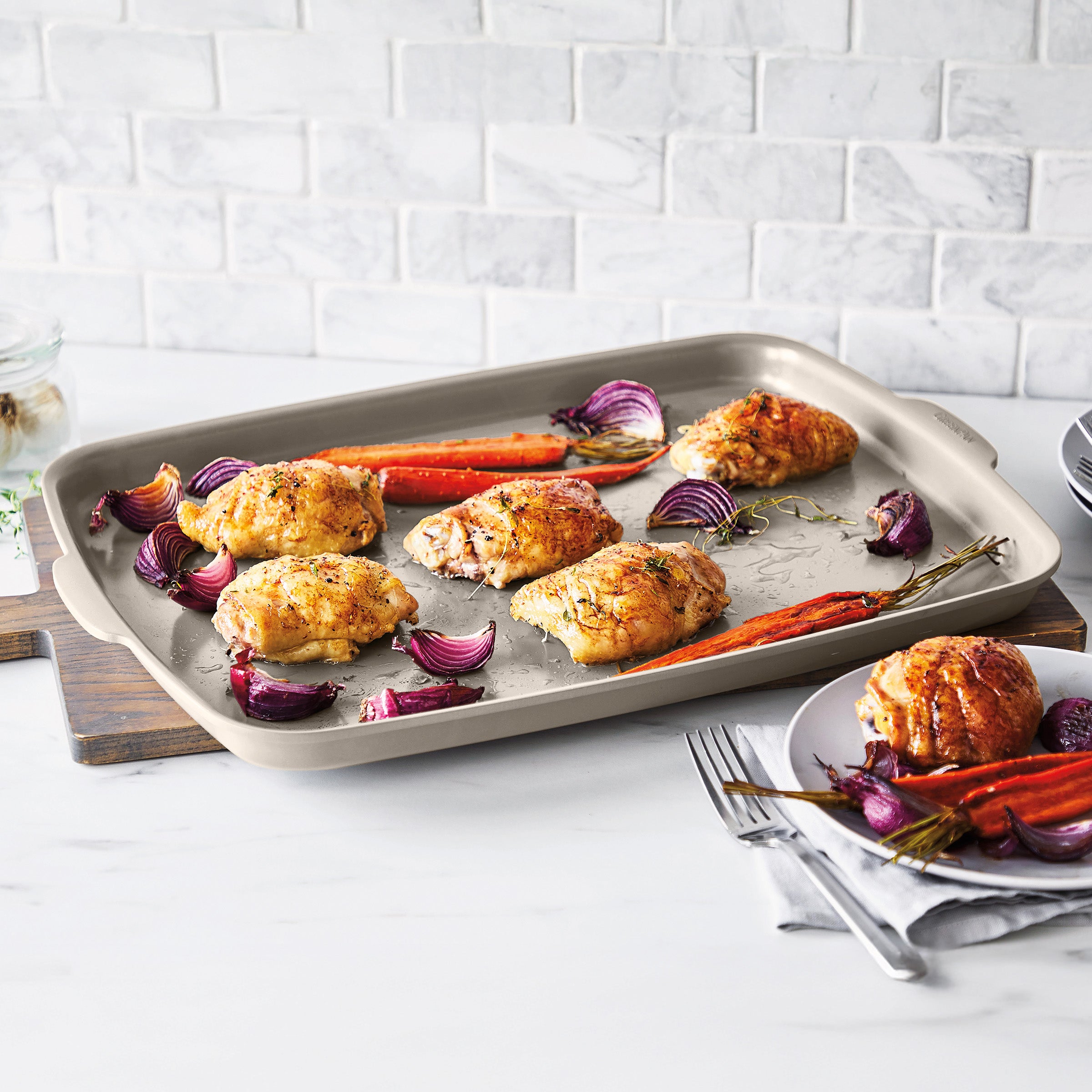 Premiere Ovenware Ceramic Nonstick 4-Piece Set | Taupe - Image 4