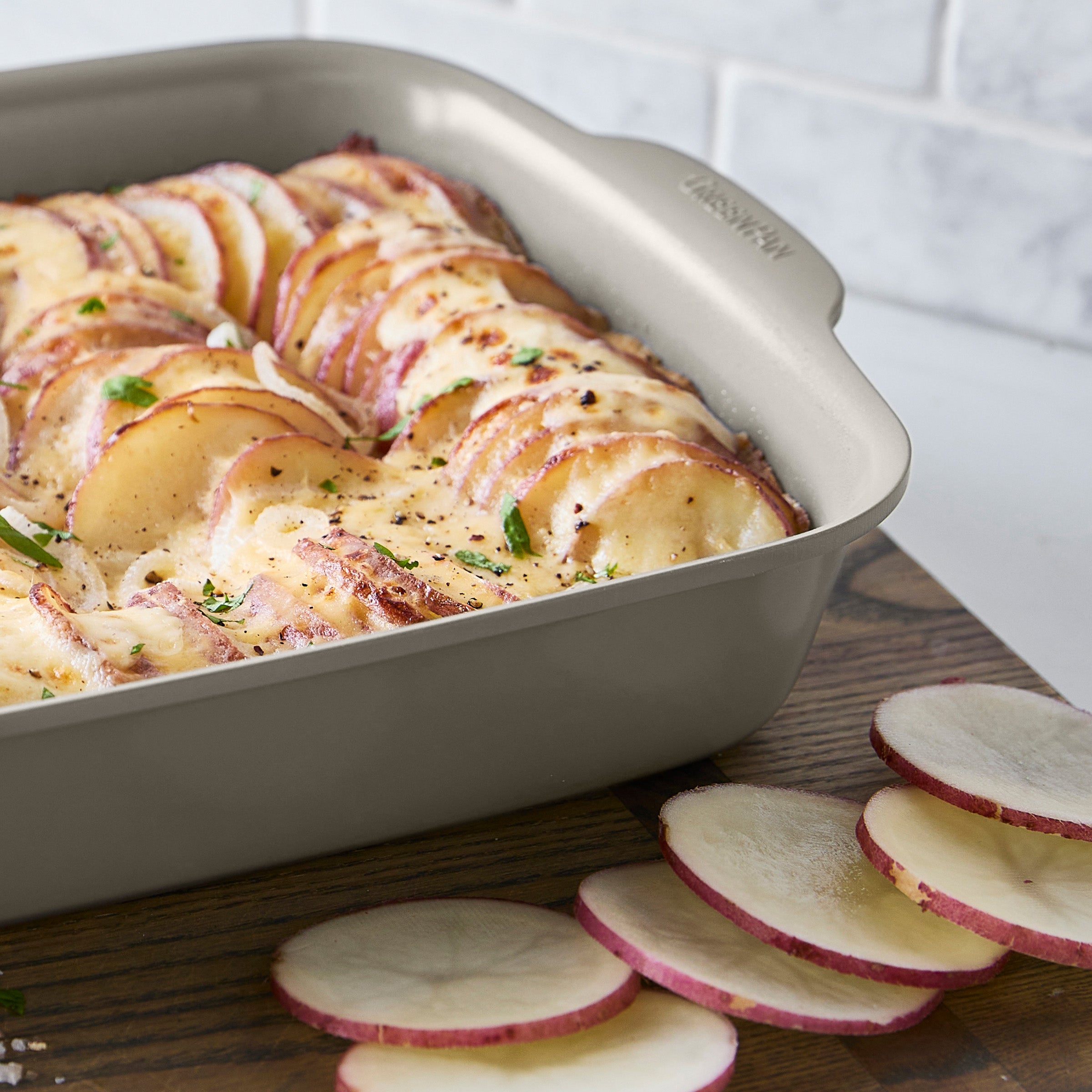 Premiere Ovenware Ceramic Nonstick 2-Piece Cake Pan Set | Taupe - Image 7