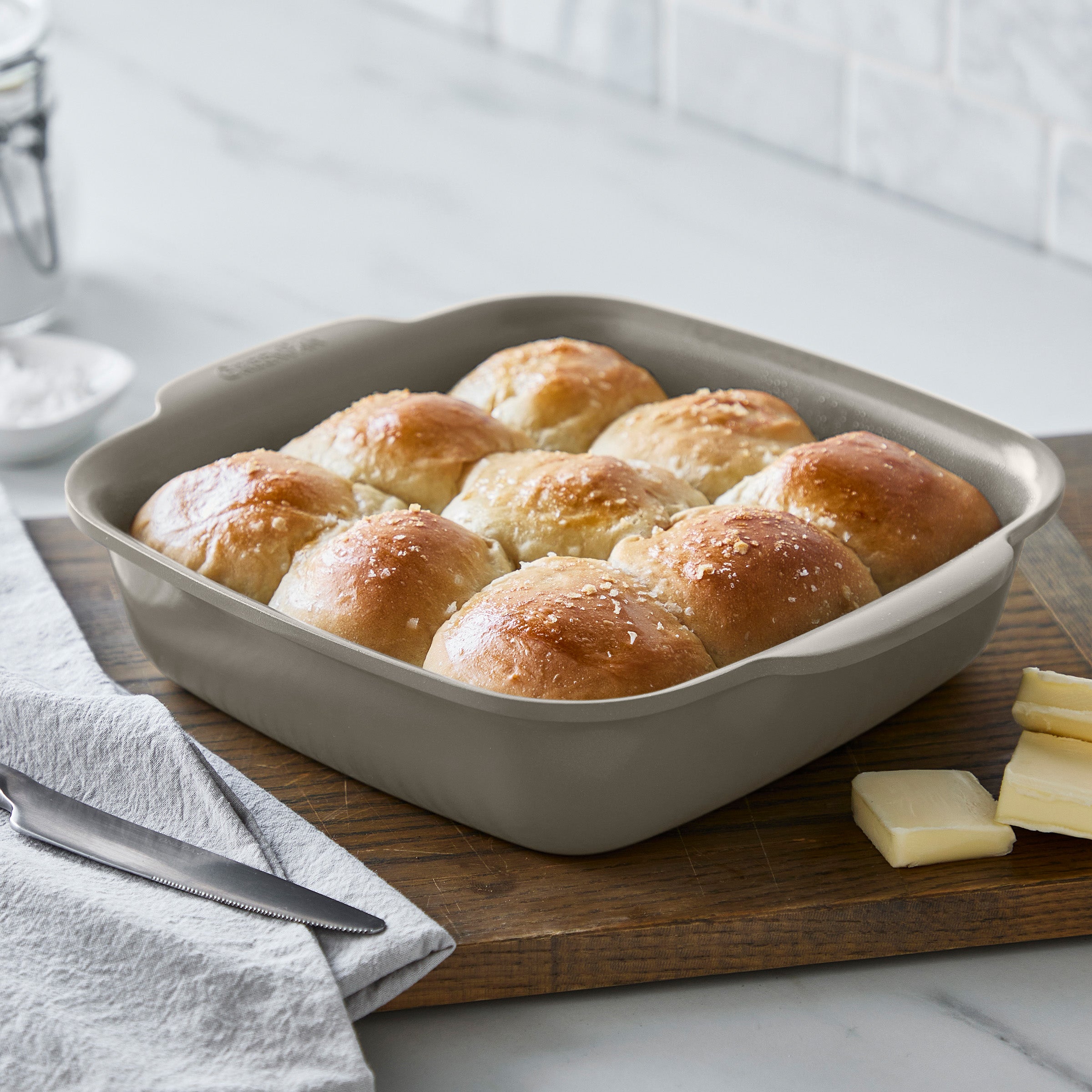 Premiere Ovenware Ceramic Nonstick 8 x 8 Square Baker | Taupe - Image 3