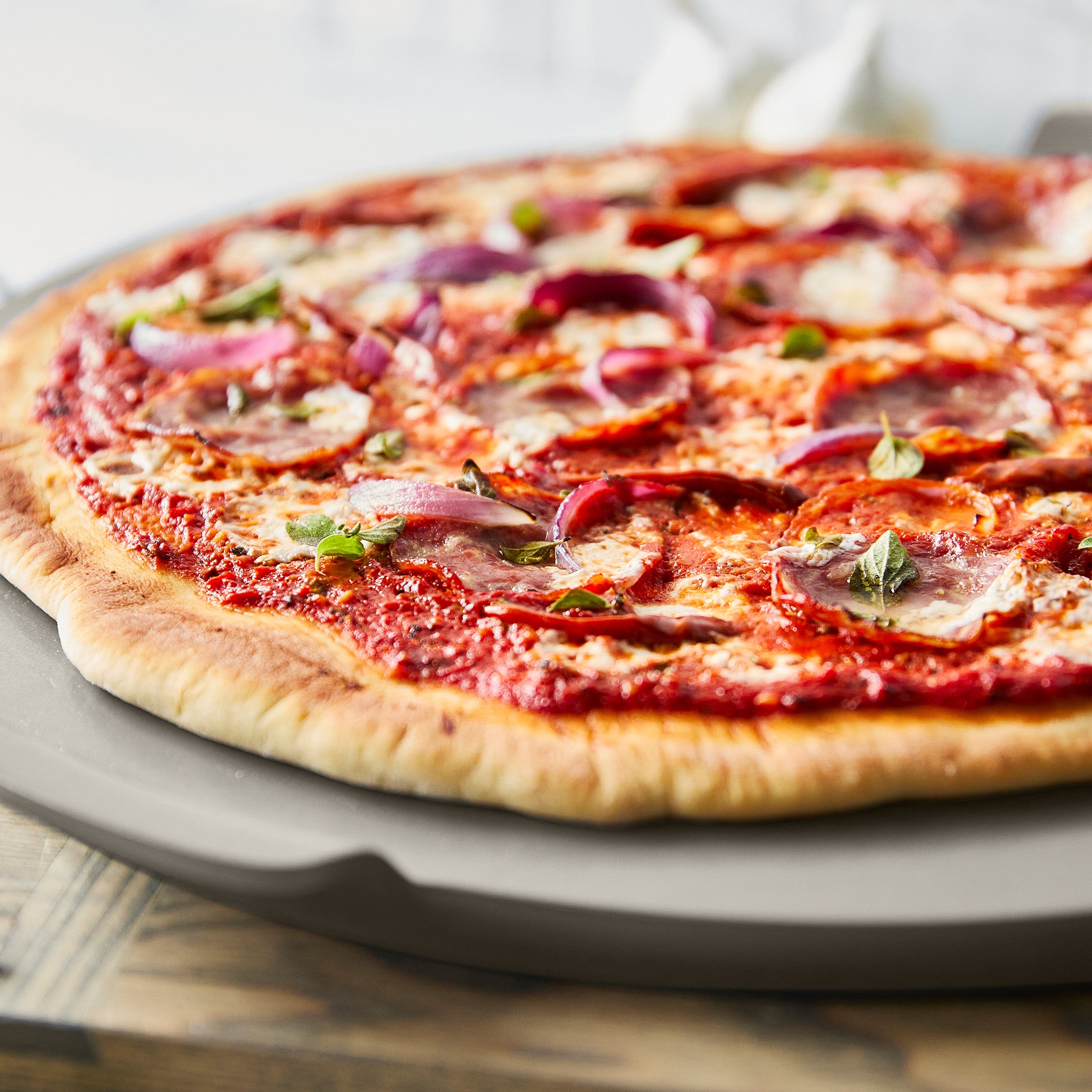 Premiere Ovenware 16.5 Round Pizza Baker | Taupe - Image 5