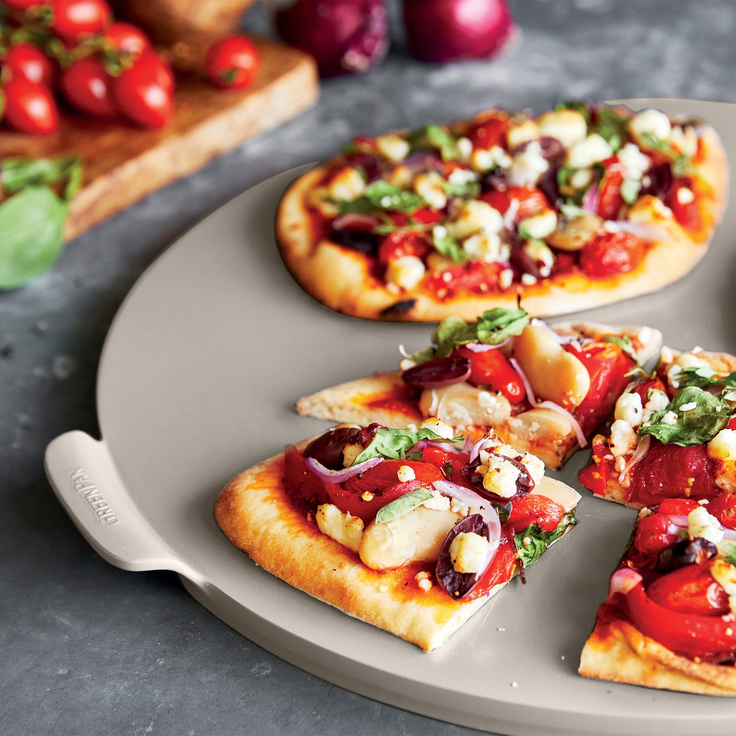 Premiere Ovenware 16.5 Round Pizza Baker | Taupe - Image 4