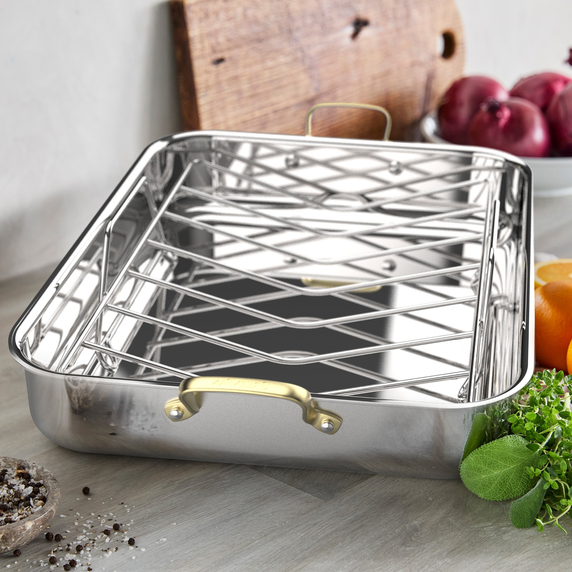 Reserve Stainless Steel 13 x 16 Roaster with Rack - Image 8