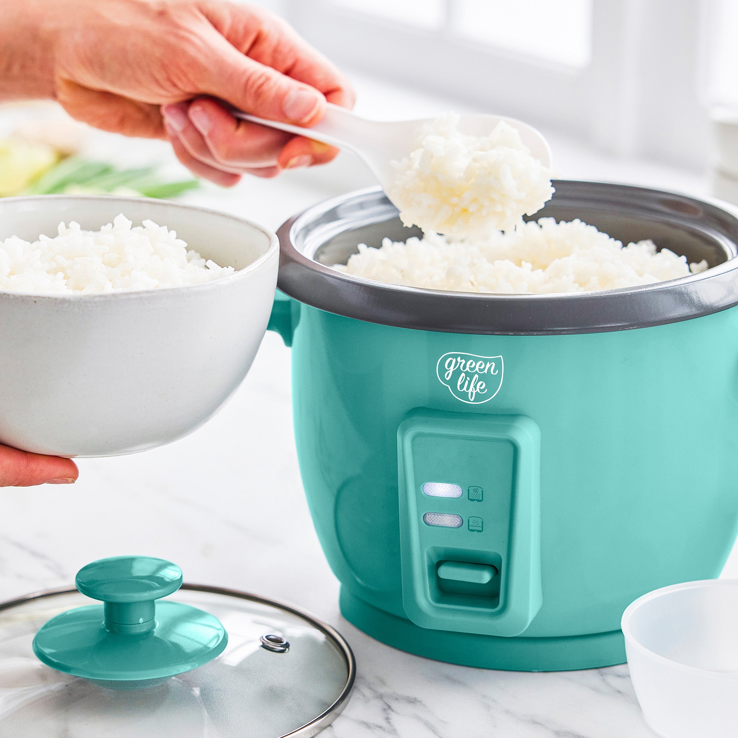 GreenLife 6-Cup Rice Cooker | Turquoise - Image 7