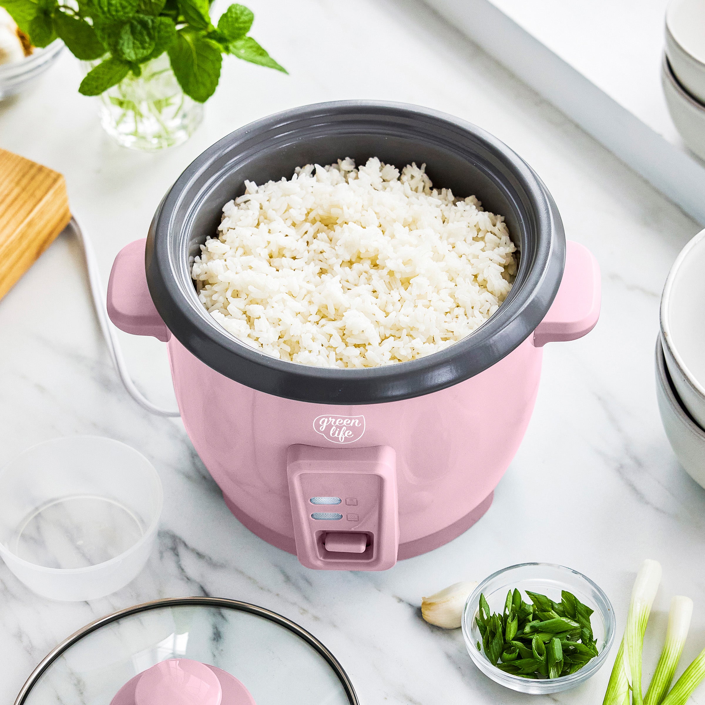 GreenLife 6-Cup Rice Cooker | Pink - Image 3