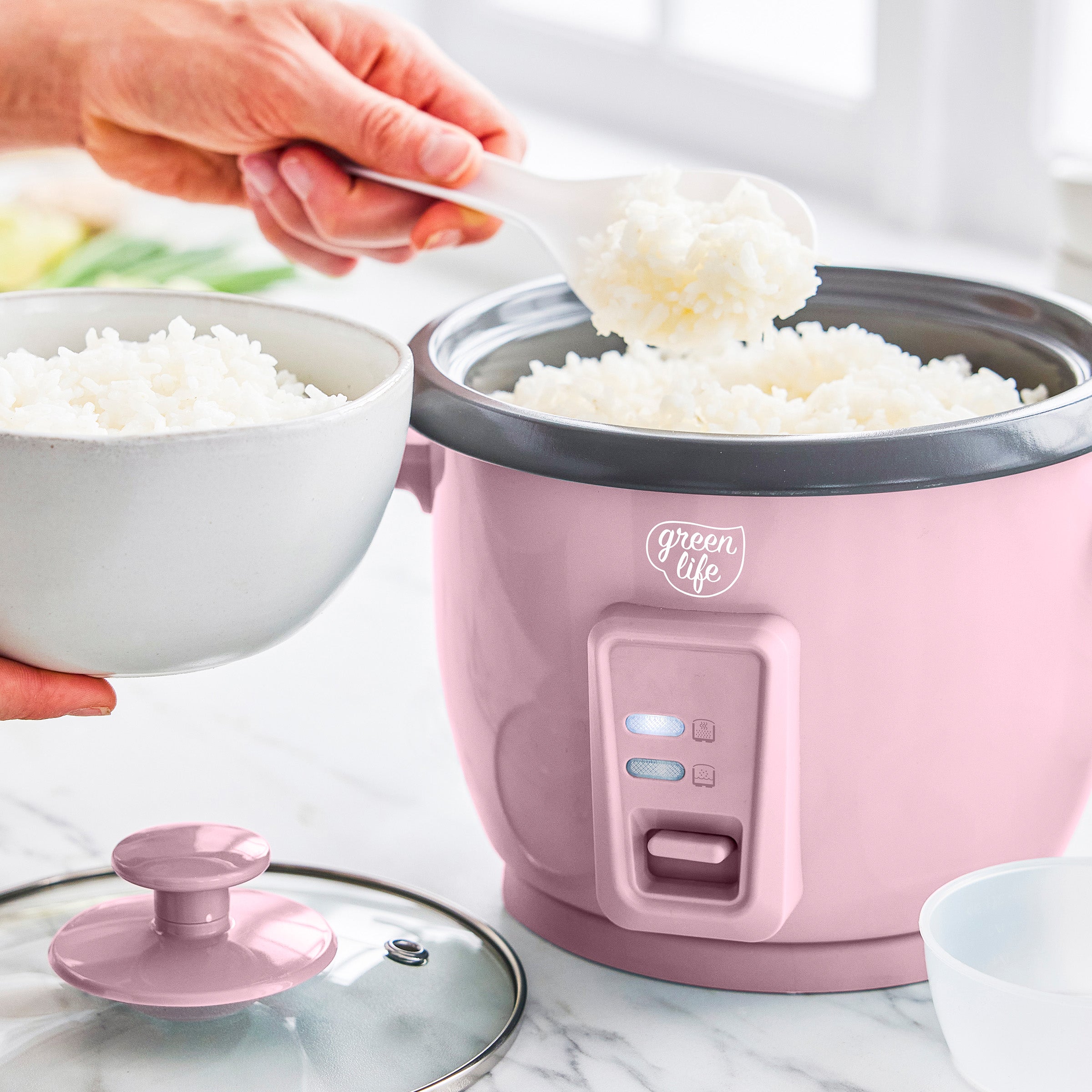 GreenLife 6-Cup Rice Cooker | Pink - Image 7
