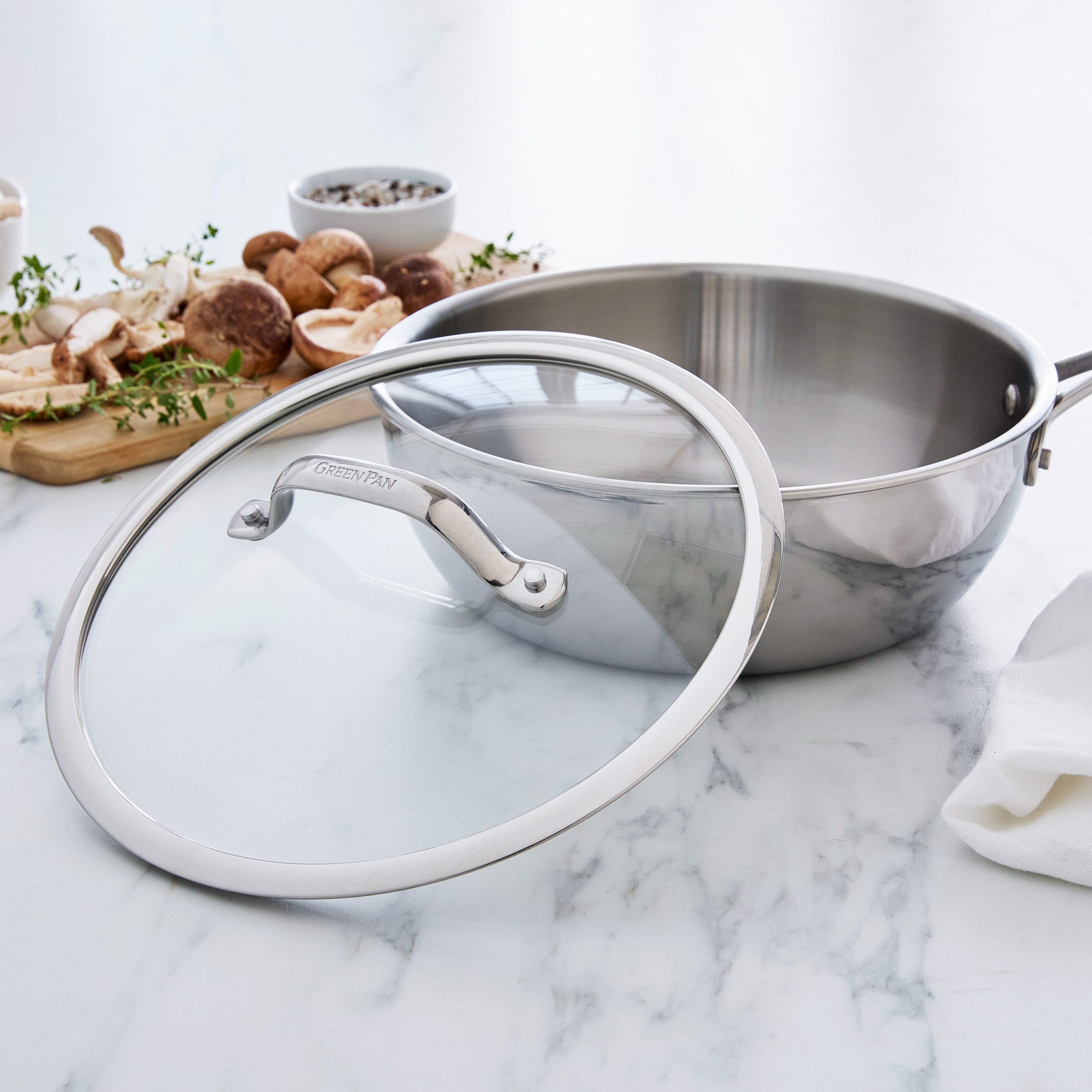 Valencia Pro Stainless Steel Uncoated 3.6-Quart Chef's Pan with Lid - Image 5