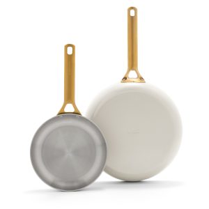 Reserve Pro Uncoated Stainless Steel 10 and 12 Frypan Set | Cream