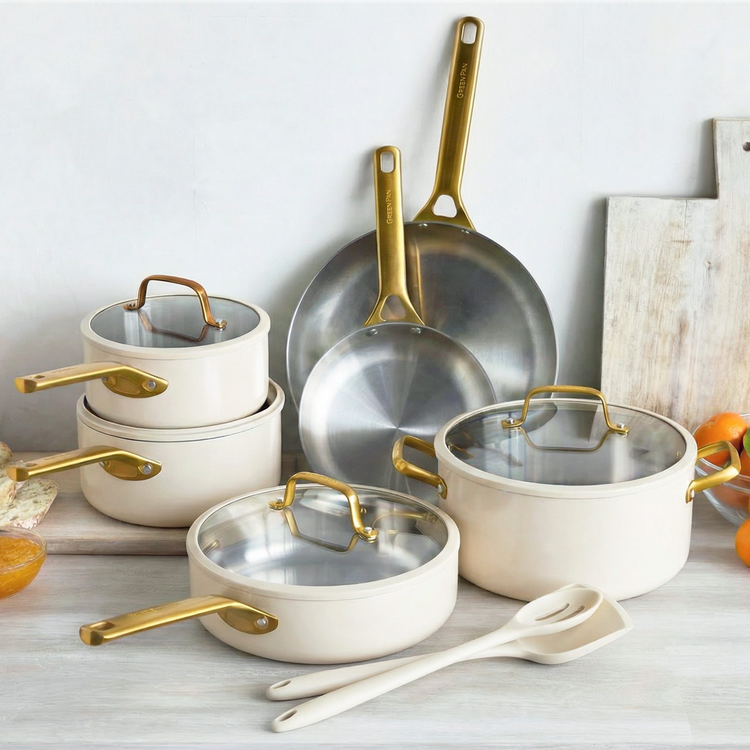 Reserve Pro Uncoated Stainless Steel 12-Piece Cookware Set | Cream - Image 2
