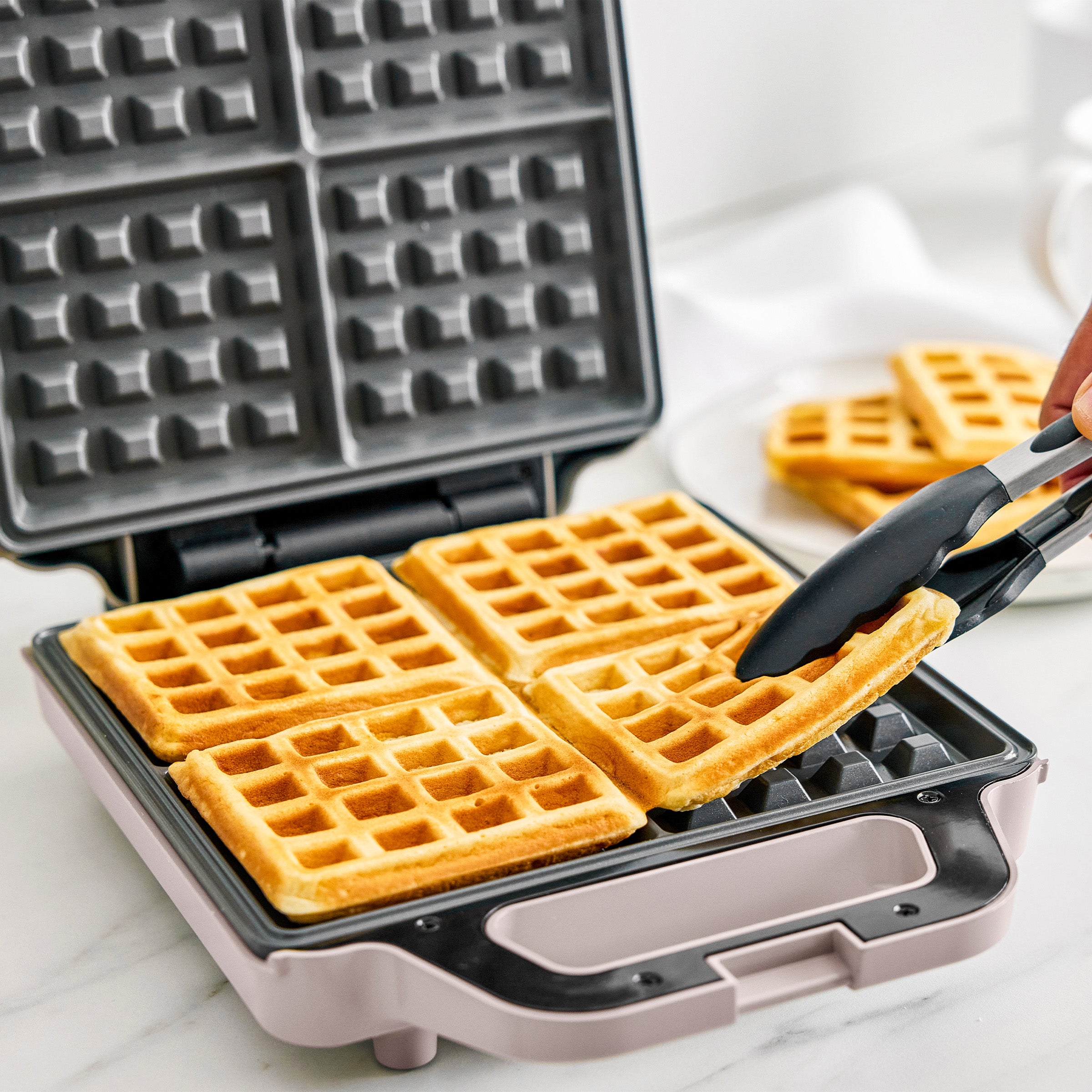 Advanced 4-Square Waffle Maker | Clay - Image 6