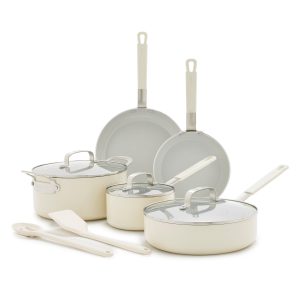 Bobby Flay by GreenPan Professional Ceramic Nonstick 10-Piece Cookware Set | Cream