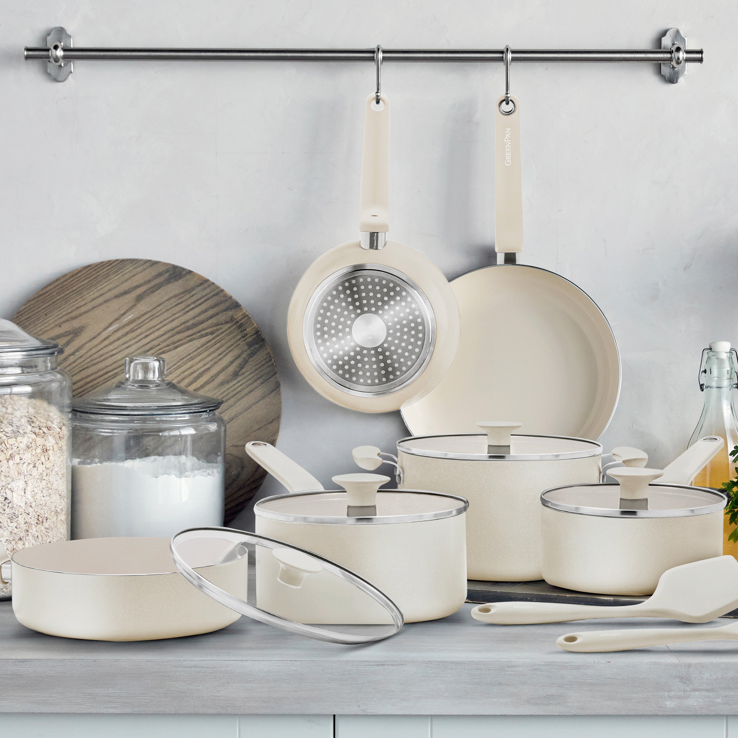 Rio Advanced Ceramic Nonstick 12-Piece Cookware Set | Cream - Image 2