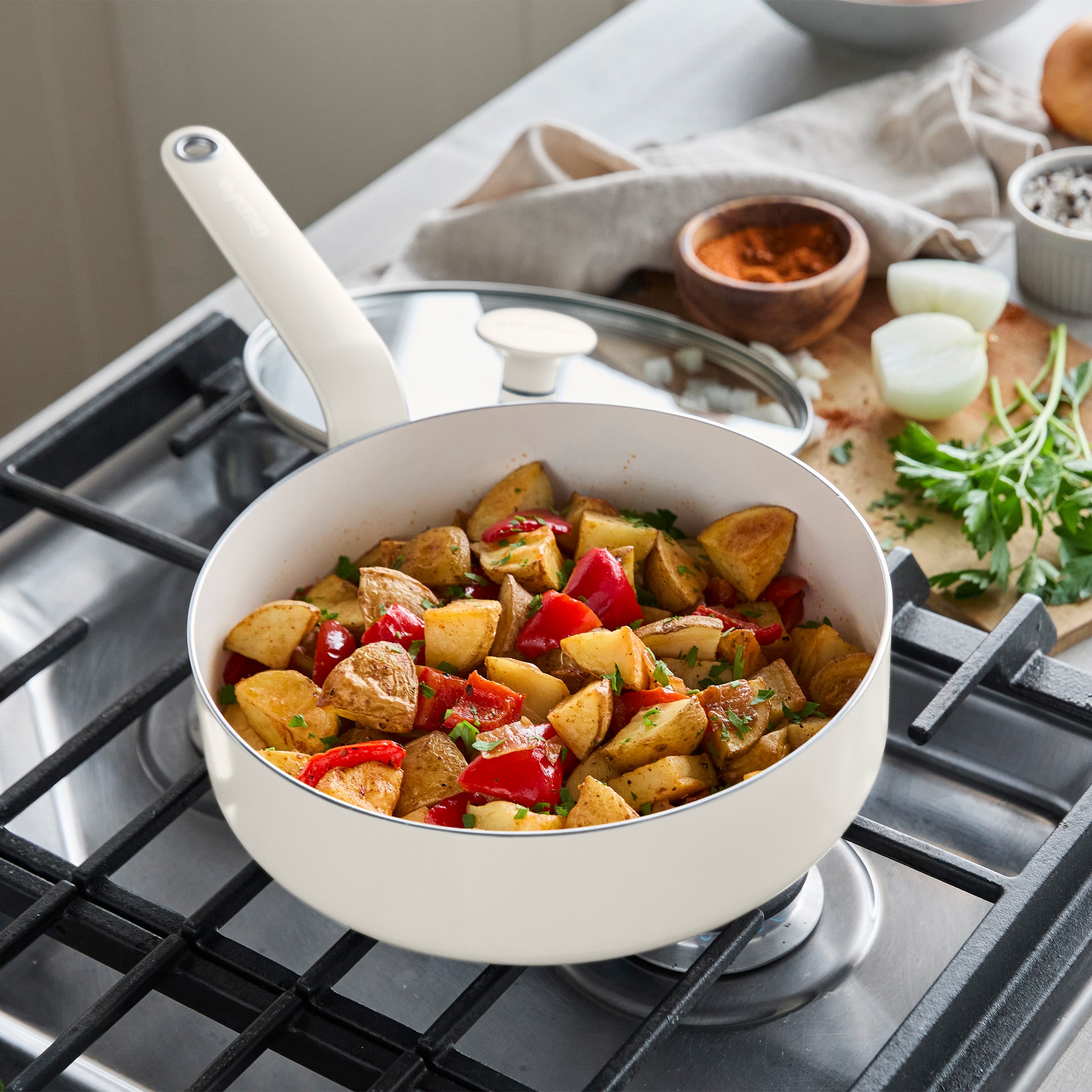 Rio Advanced Ceramic Nonstick 12-Piece Cookware Set | Cream - Image 6