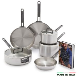 Stanley Tucci™ Uncoated Stainless Steel Ceramic Nonstick 9-Piece Cookware Set