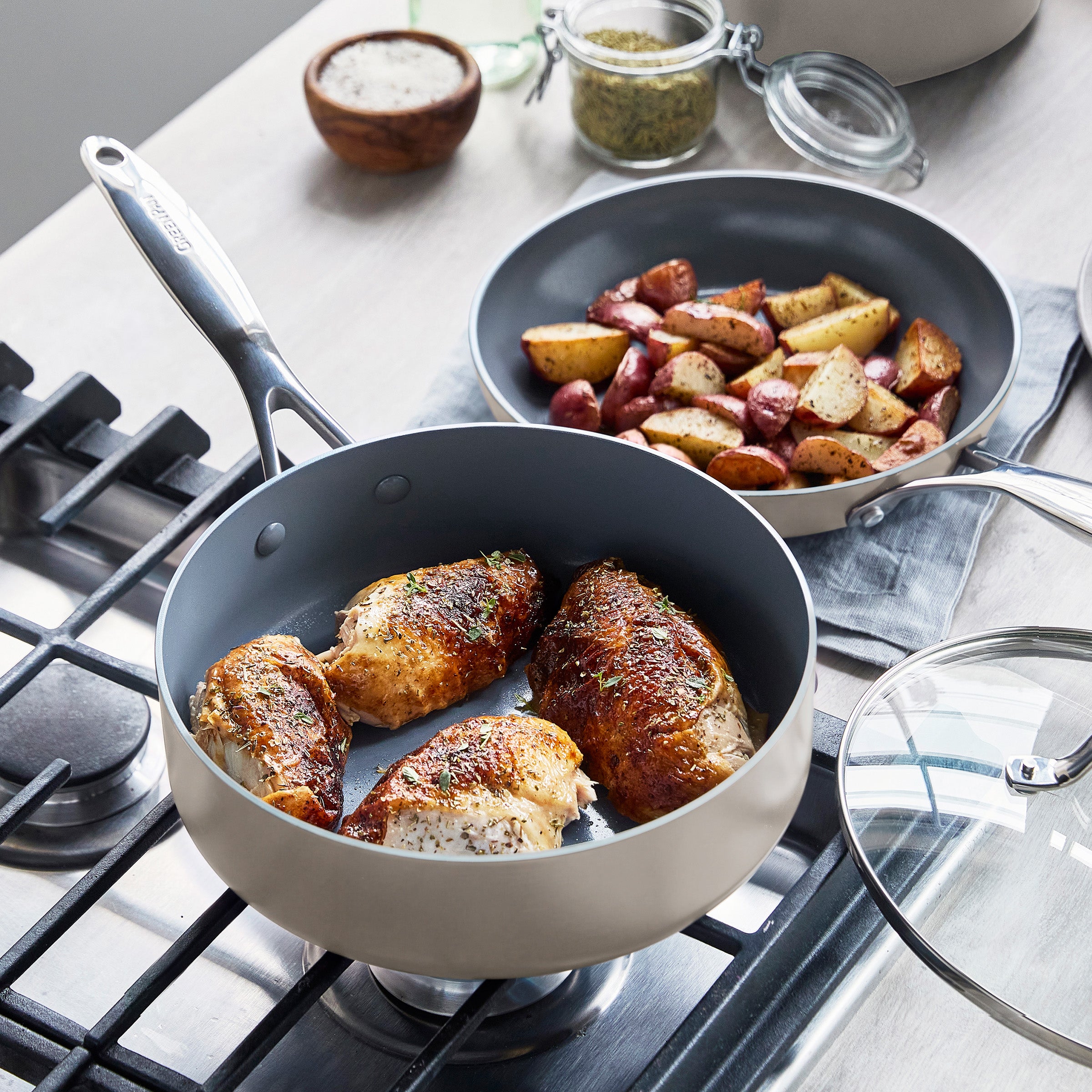 Valencia Pro Ceramic Nonstick 19-Piece Cookware Set | Taupe - Image 8