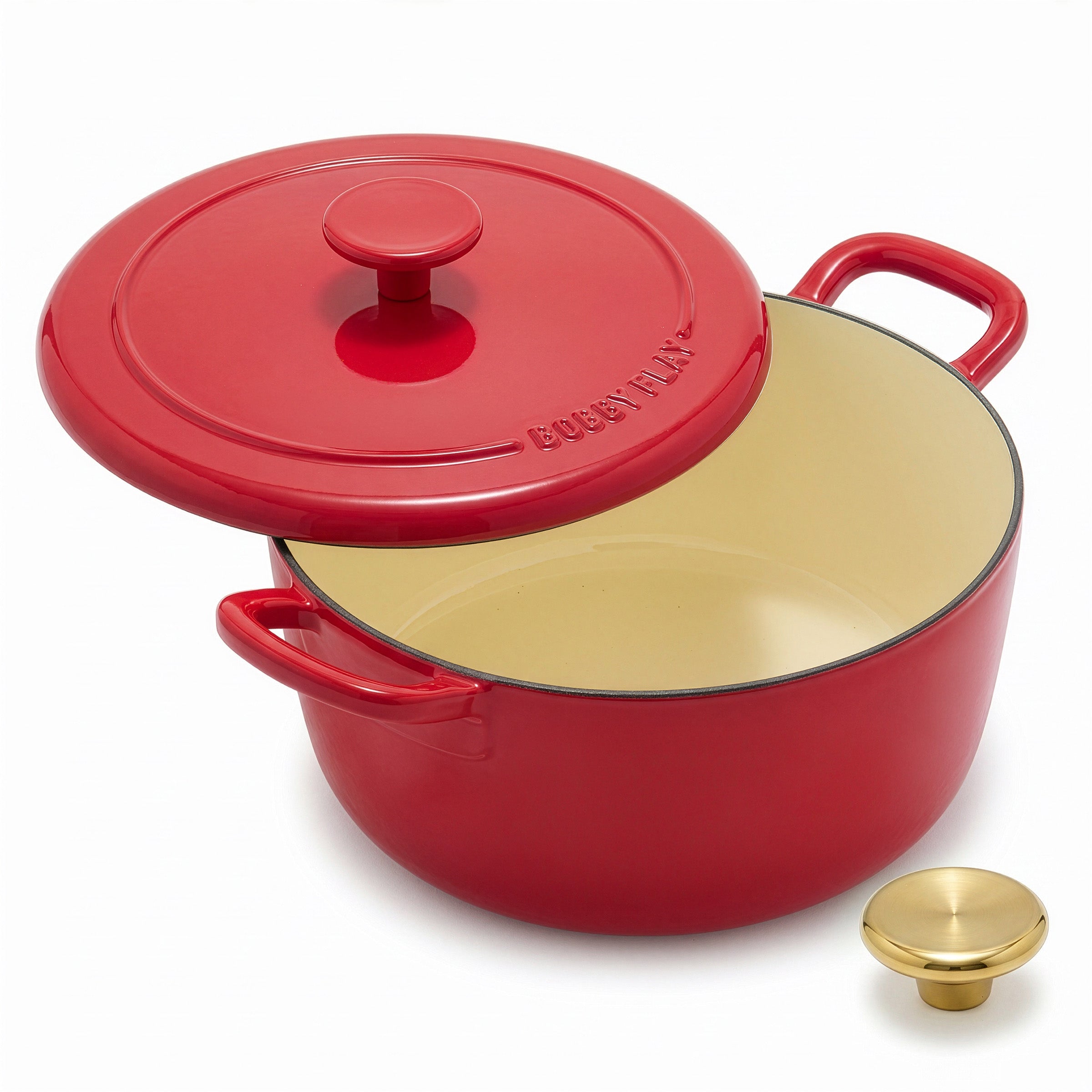 Bobby Flay by GreenPan 5.5-Quart Enameled Cast Iron Dutch Oven 3-Piece Set | Red
