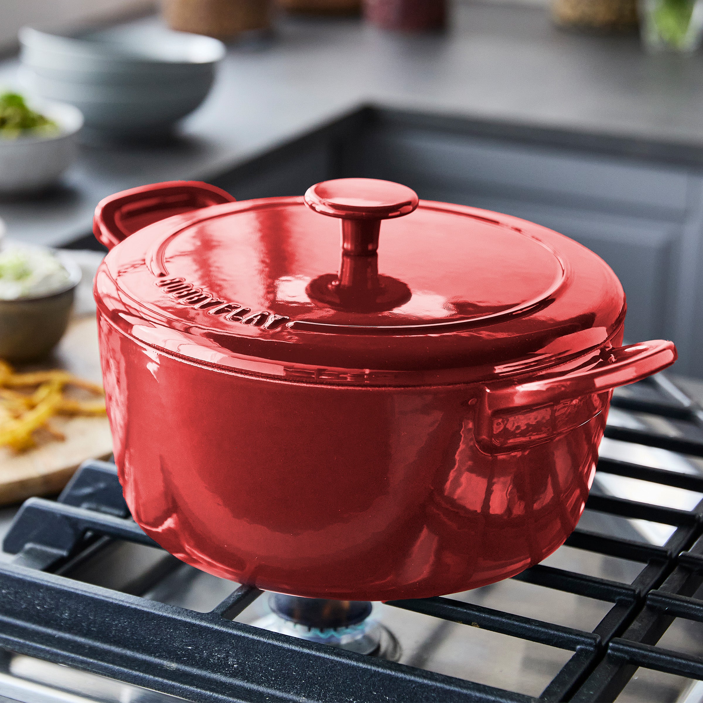 Bobby Flay by GreenPan 5.5-Quart Enameled Cast Iron Dutch Oven 3-Piece Set | Red - Image 6