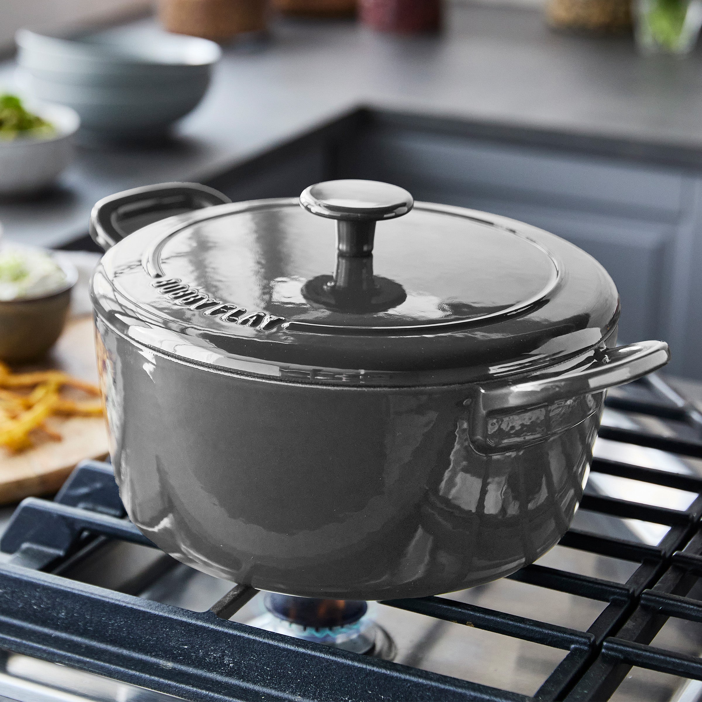 Bobby Flay by GreenPan 5.5-Quart Enameled Cast Iron Dutch Oven 3-Piece Set | Slate - Image 6
