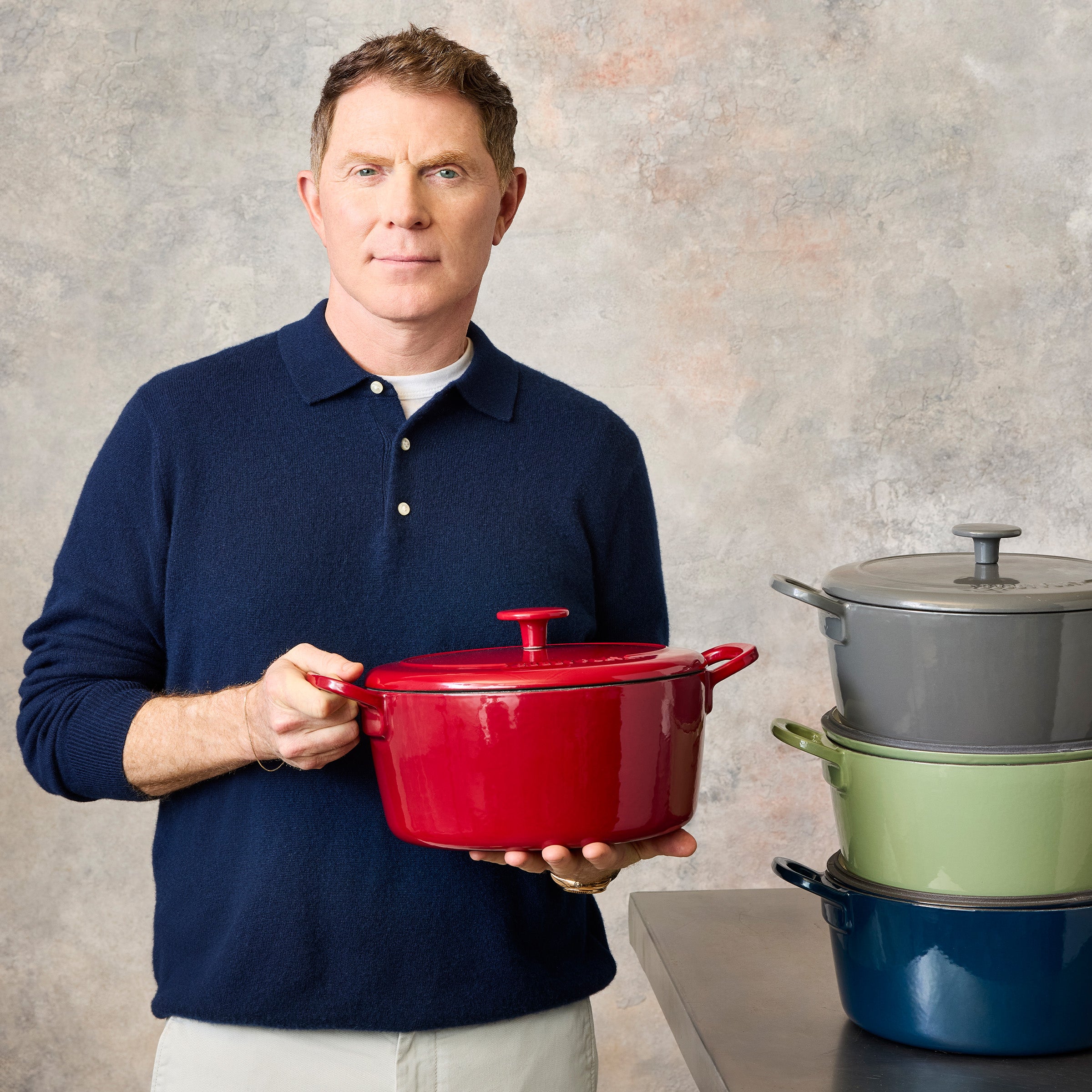 Bobby Flay by GreenPan 5.5-Quart Enameled Cast Iron Dutch Oven 3-Piece Set | Slate - Image 7