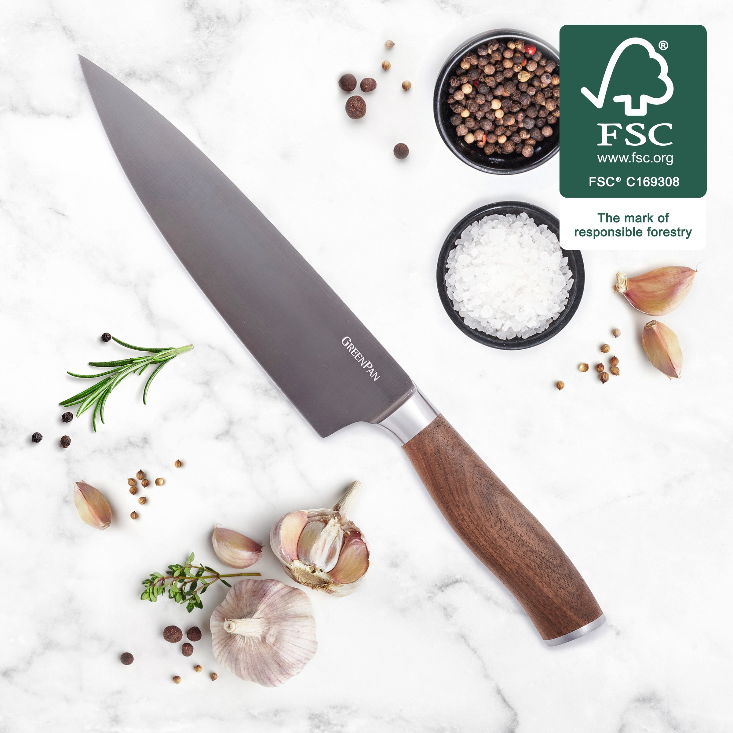 Premiere Titanium Cutlery 8 Chef's Knife with Walnut Handle - Image 2