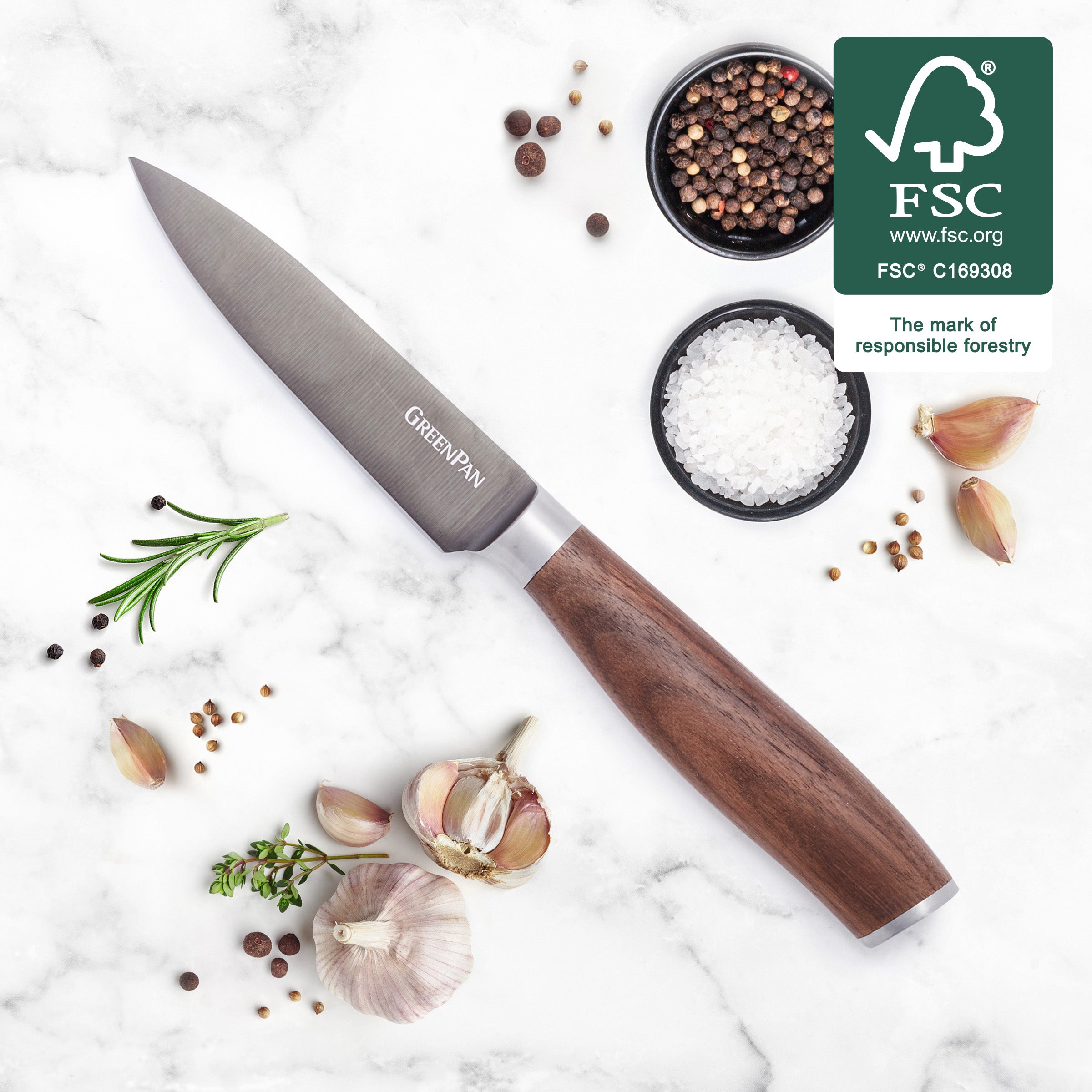 Premiere Titanium Cutlery 4 Paring Knife with Walnut Handle - Image 2