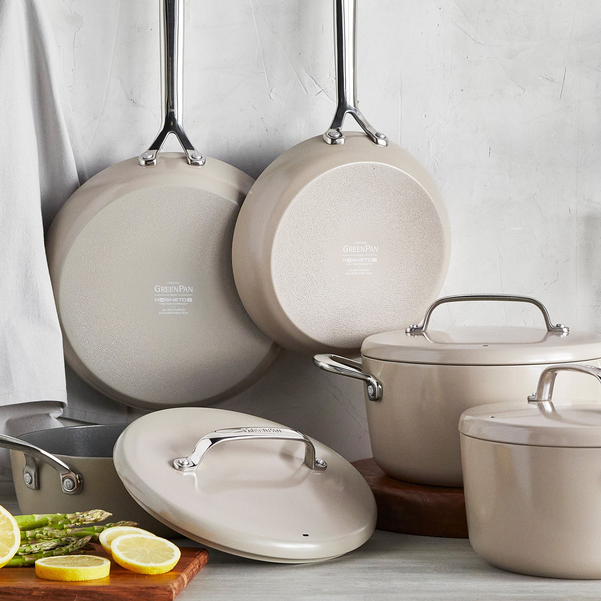 GP5 Colors Ceramic Nonstick 11-Piece Cookware Set with Mirror Handles | Taupe - Image 2